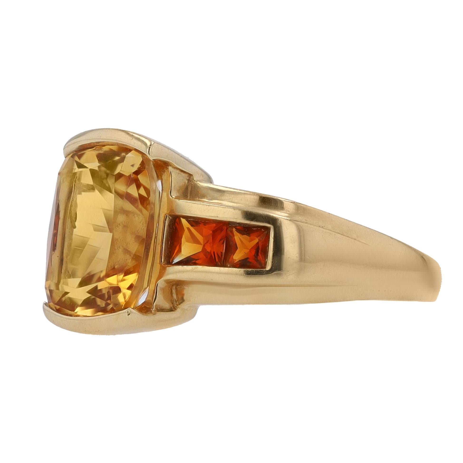 Vintage Yellow Gold 2.85 Carat Citrine Ring