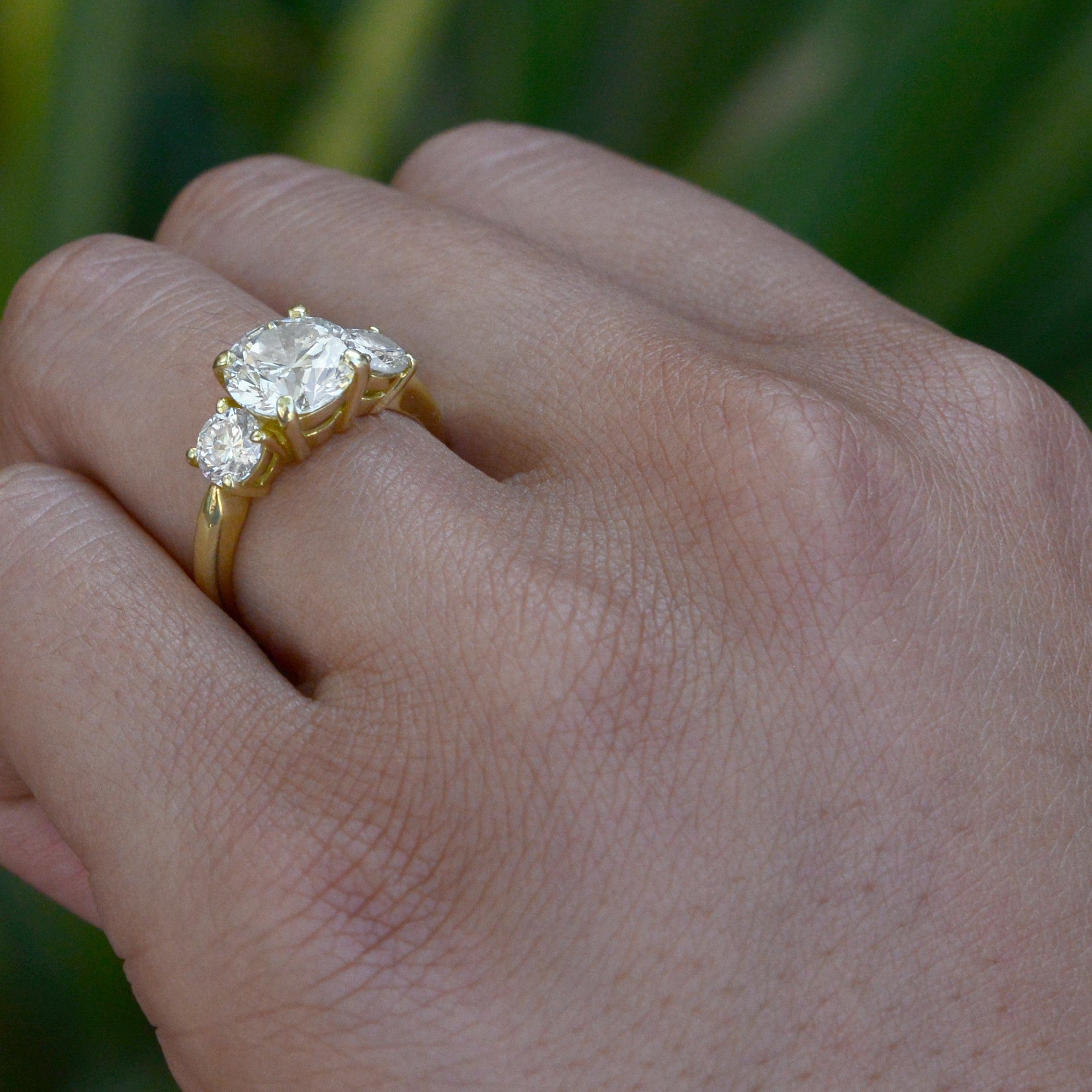 Vintage Estate 3.30 Carat Diamond Trilogy Engagement Ring