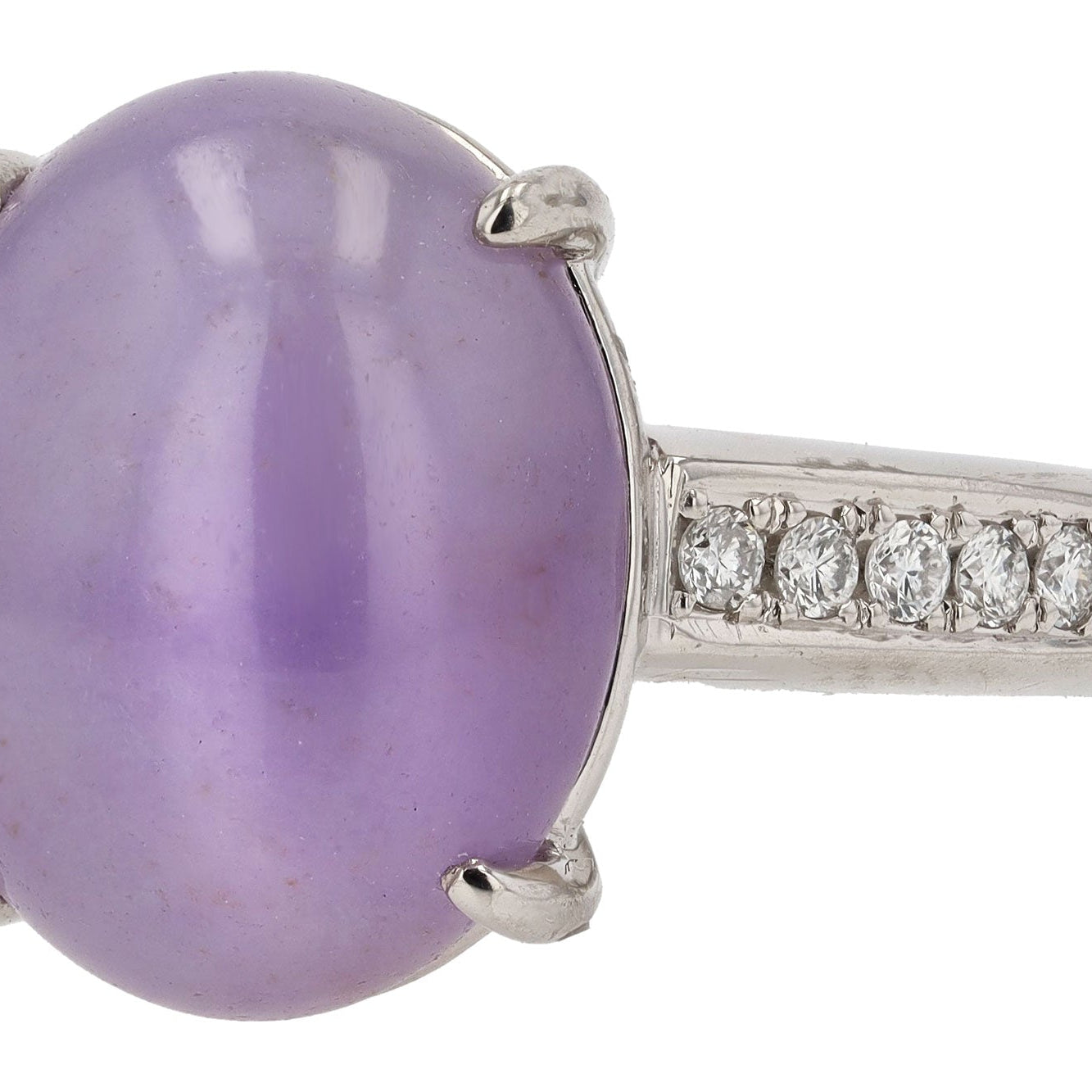 Vintage Estate 8.14 Carat Lavender Jade and Diamond Estate Ring