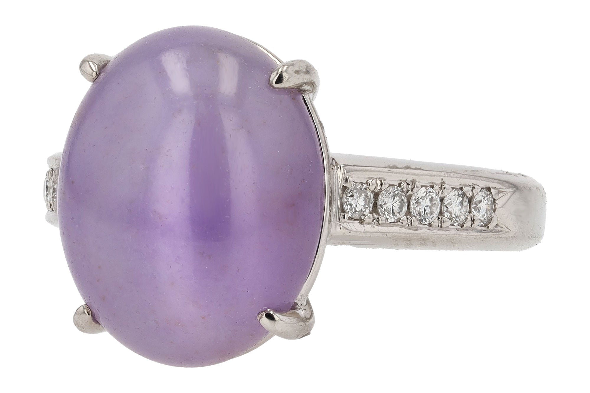 Vintage Estate 8.14 Carat Lavender Jade and Diamond Estate Ring