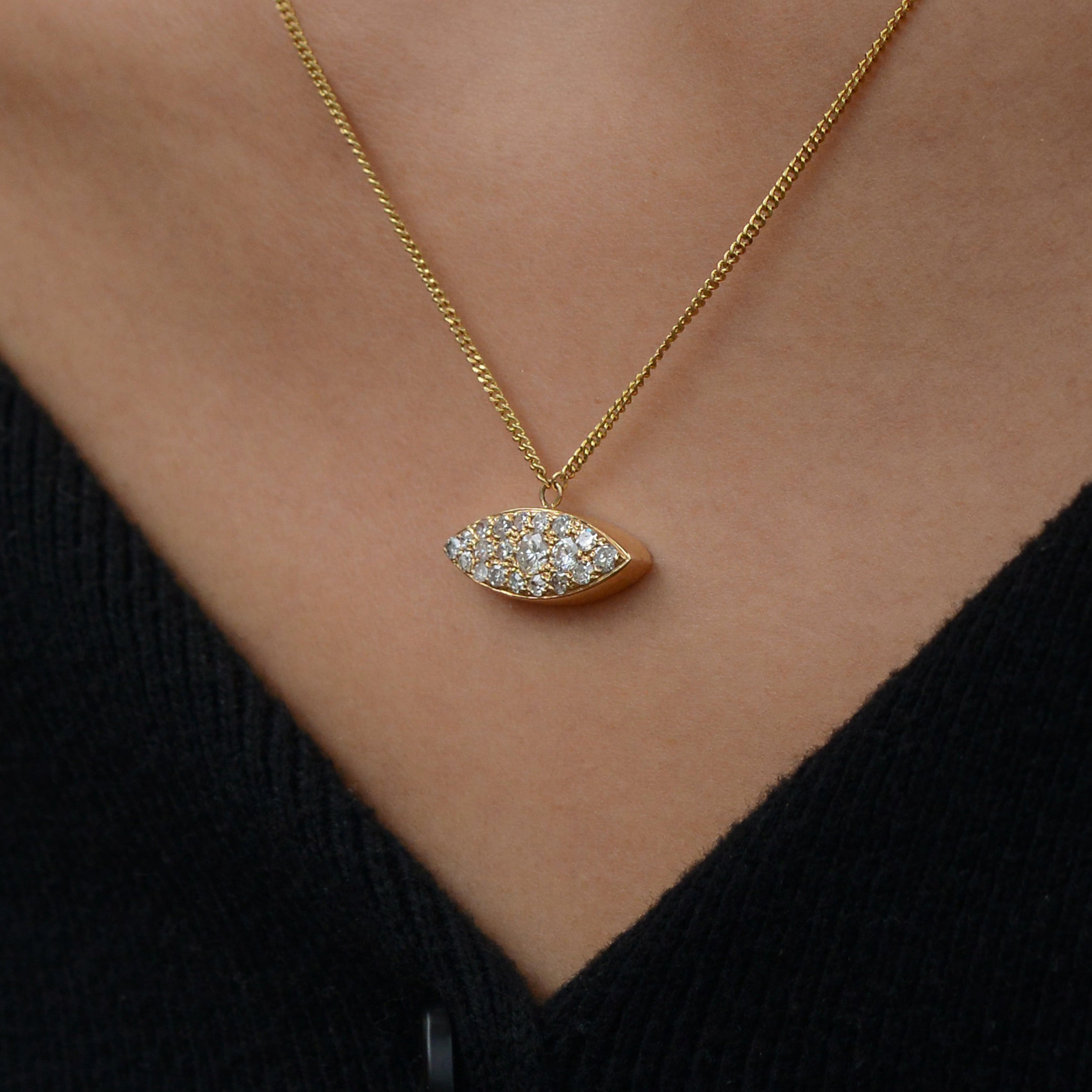 Vintage Evil Eye Pavé Diamond Necklace