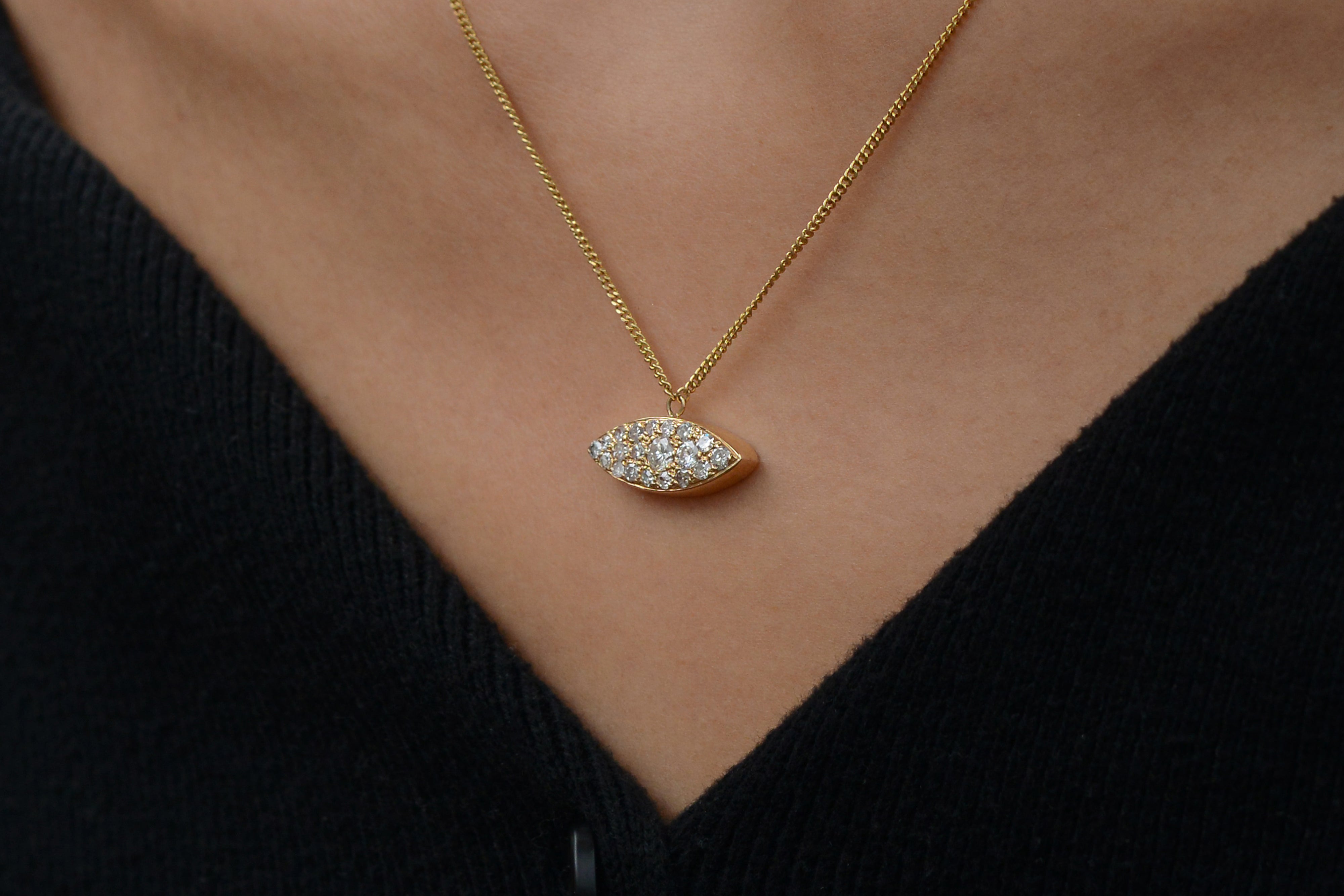 Vintage Evil Eye Pavé Diamond Necklace