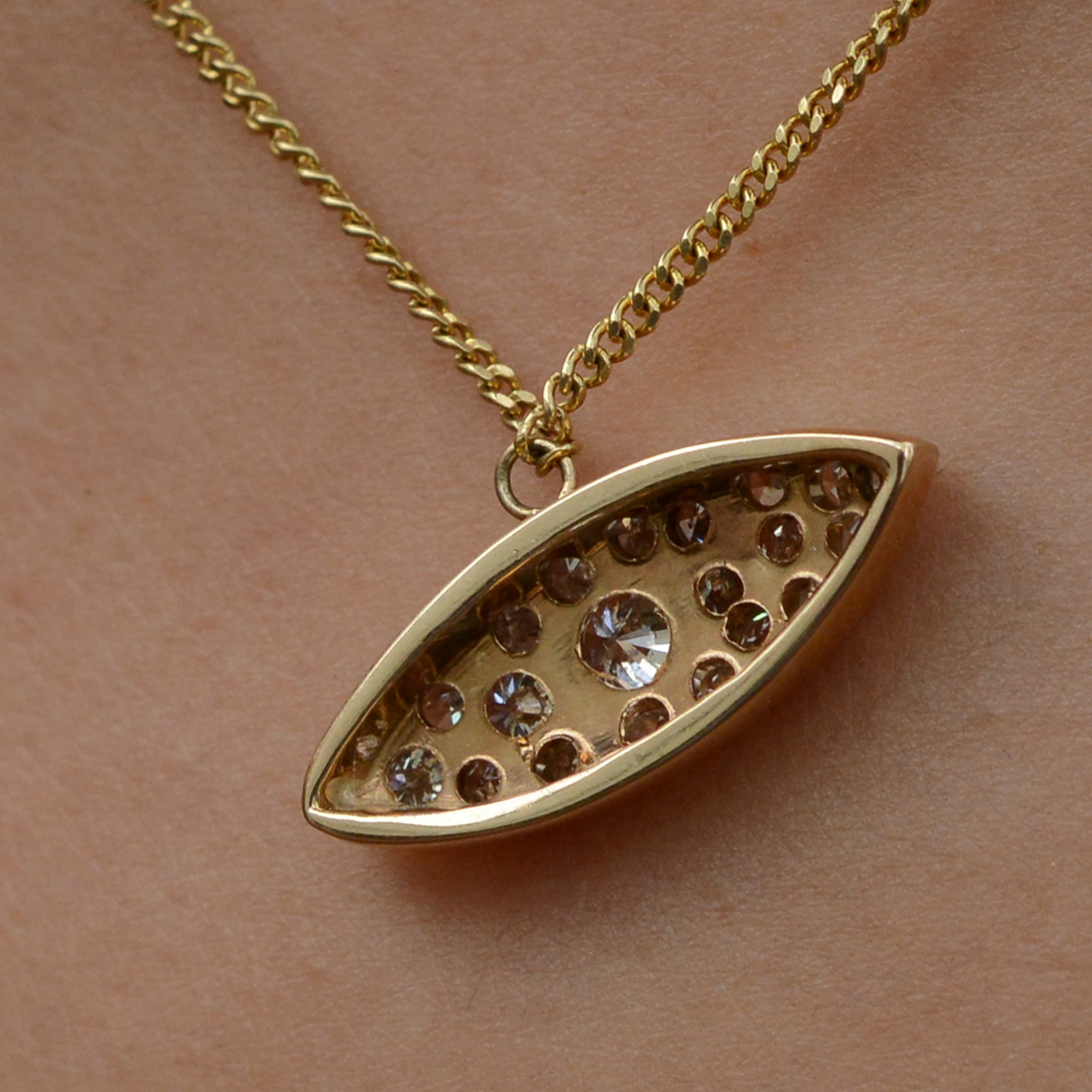 Vintage Evil Eye Pavé Diamond Necklace