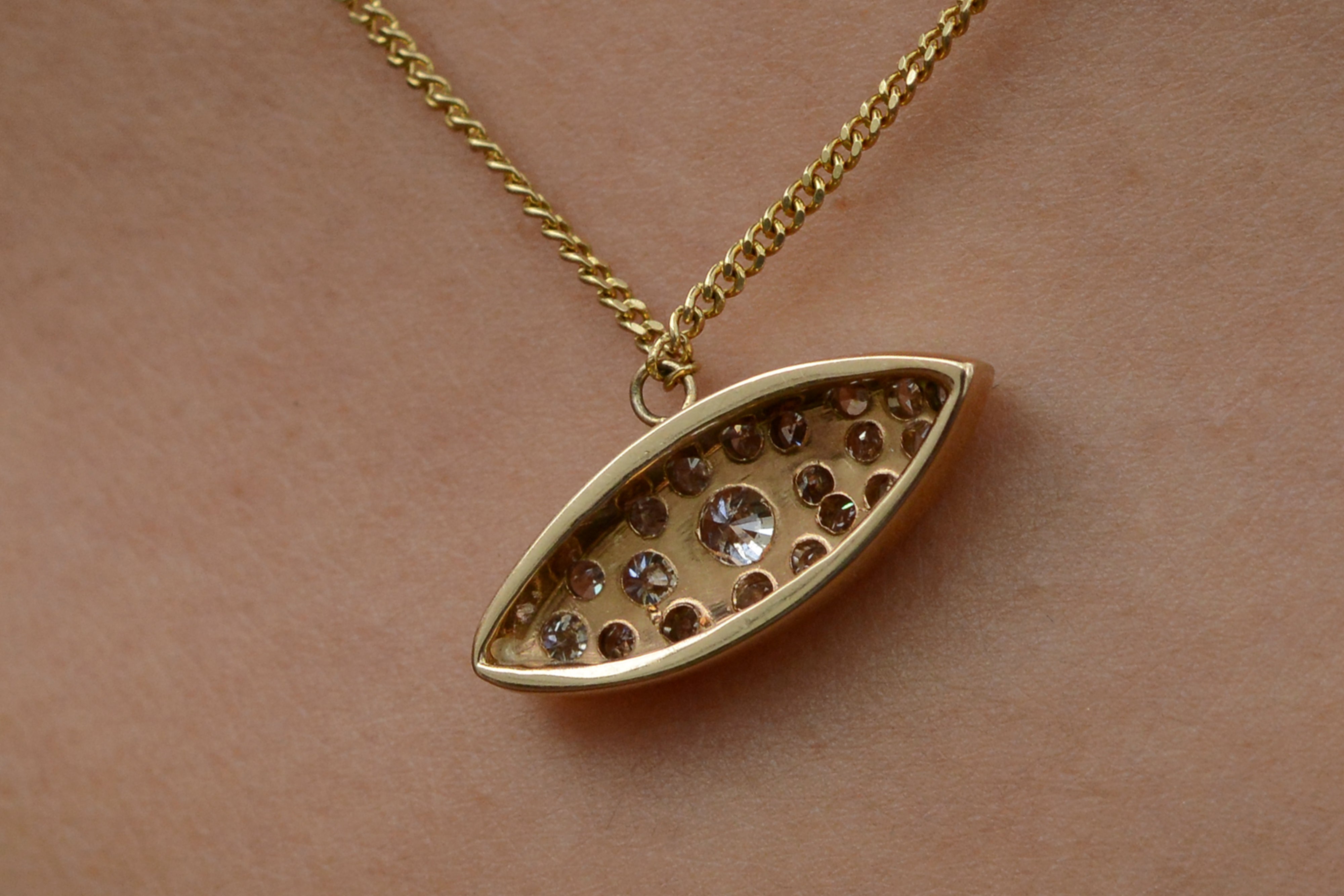 Vintage Evil Eye Pavé Diamond Necklace