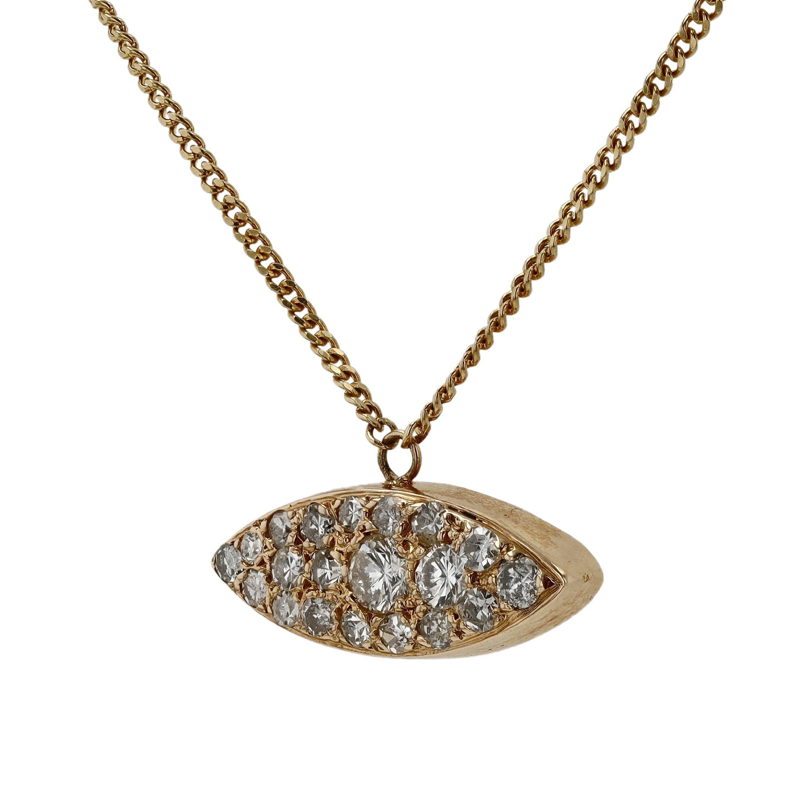 Vintage Evil Eye Pavé Diamond Necklace