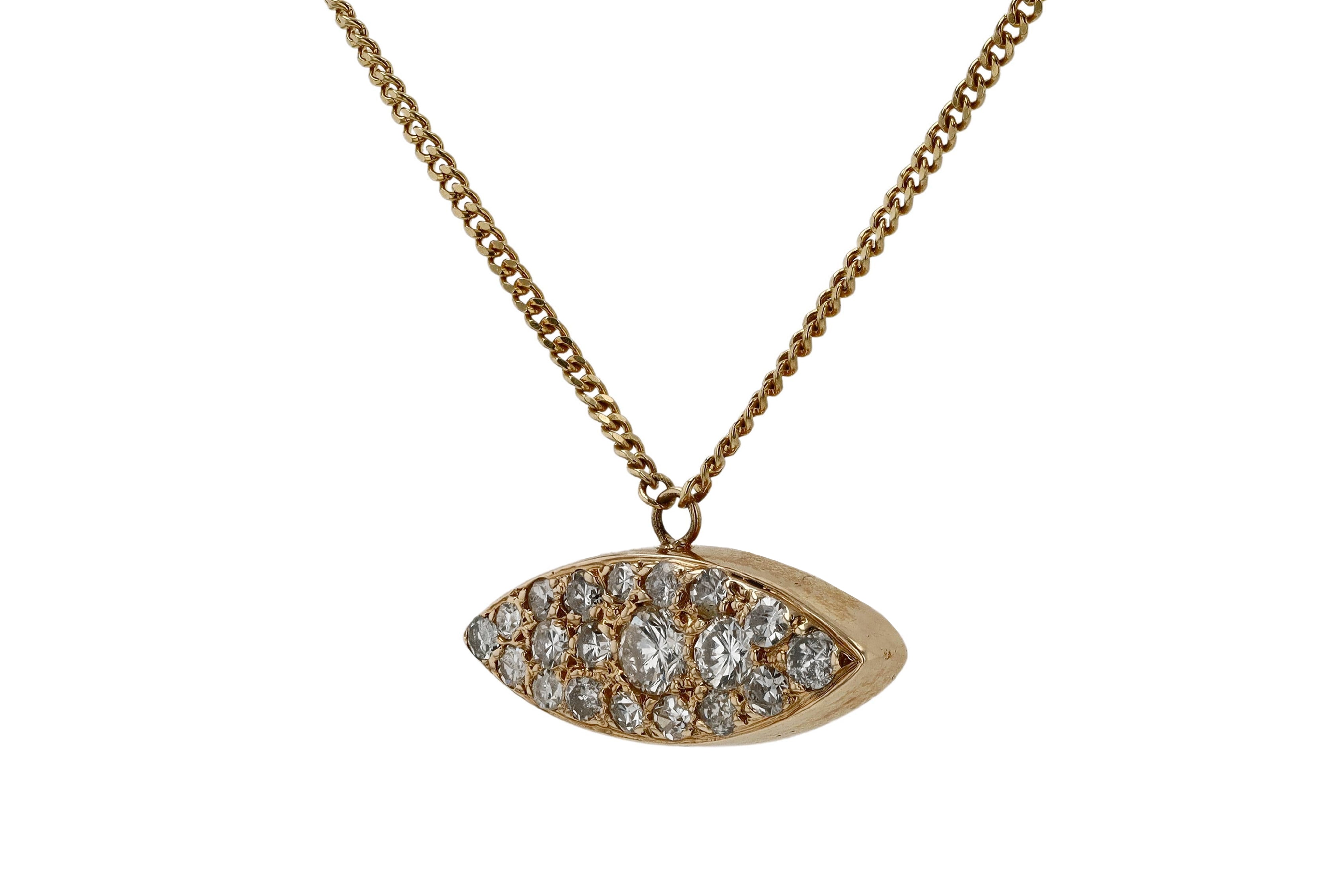 Vintage Evil Eye Pavé Diamond Necklace