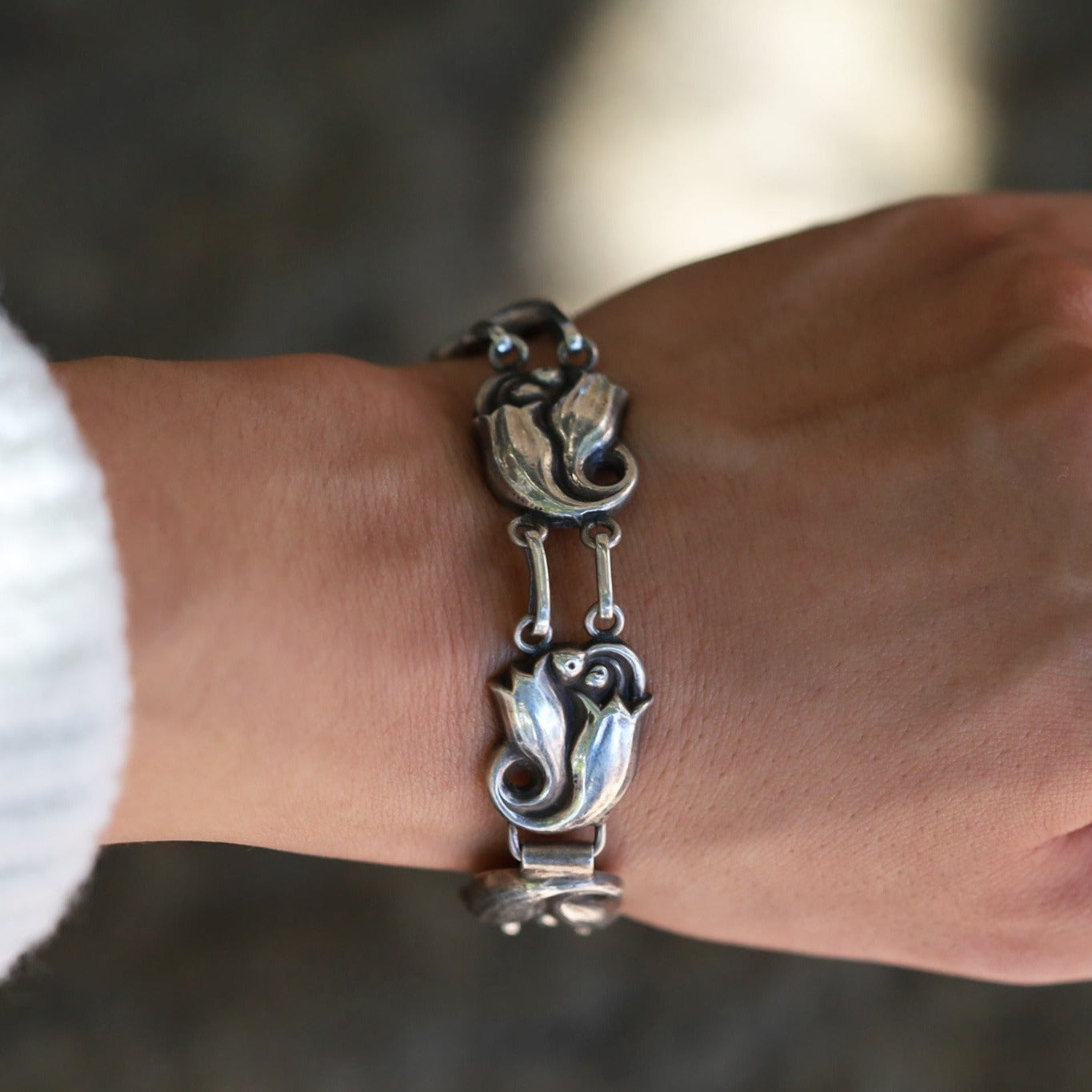 Vintage Georg Jensen Sterling Tulip La Paglia Bracelet