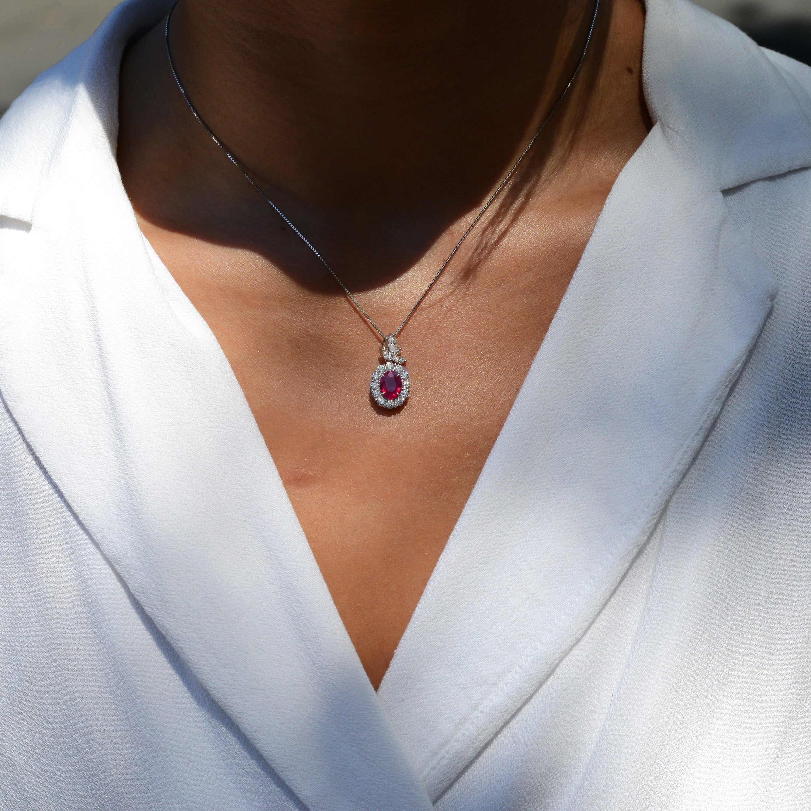 Vintage GIA Certified 1.58ct Burma Ruby Pendant Necklace