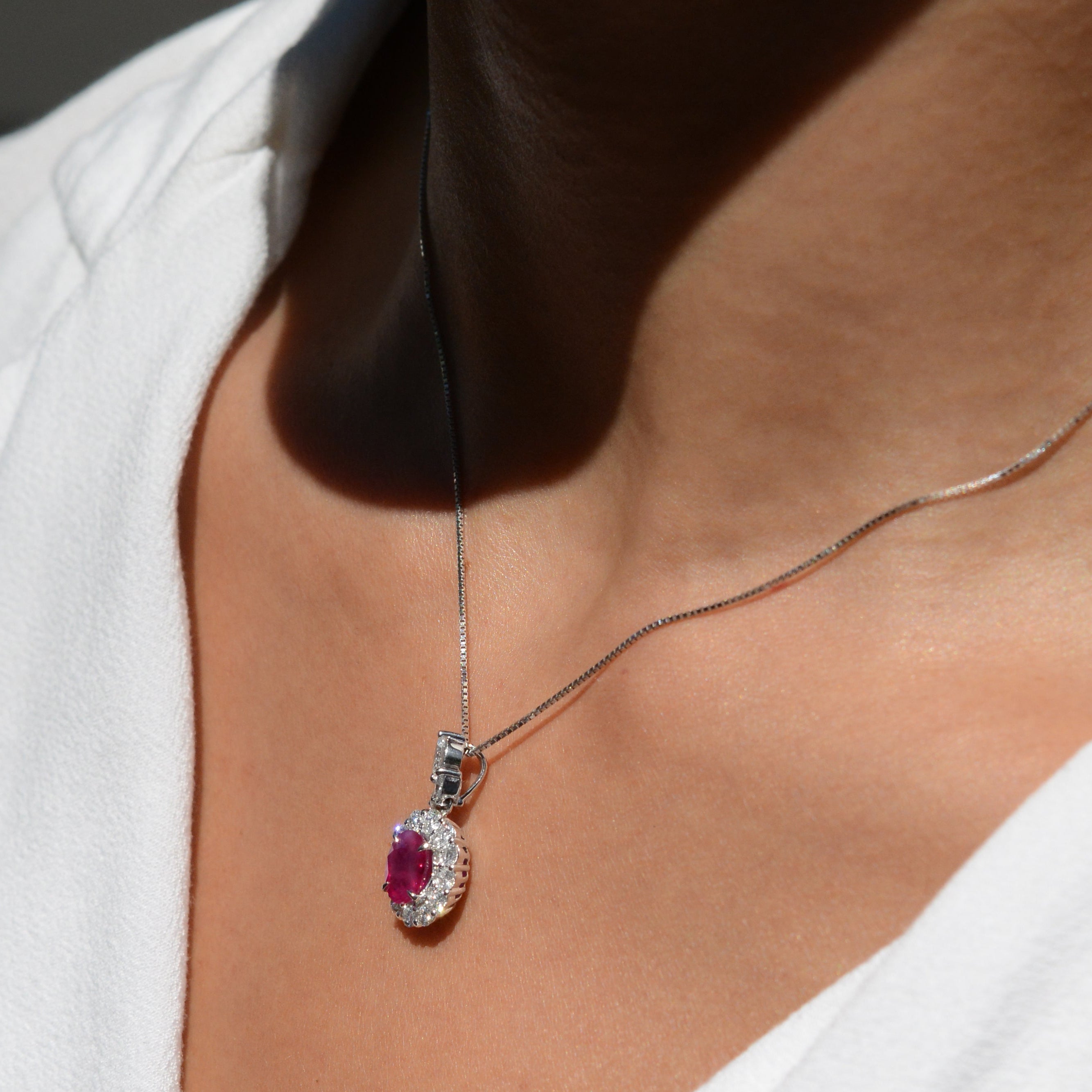 Vintage GIA Certified 1.58ct Burma Ruby Pendant Necklace