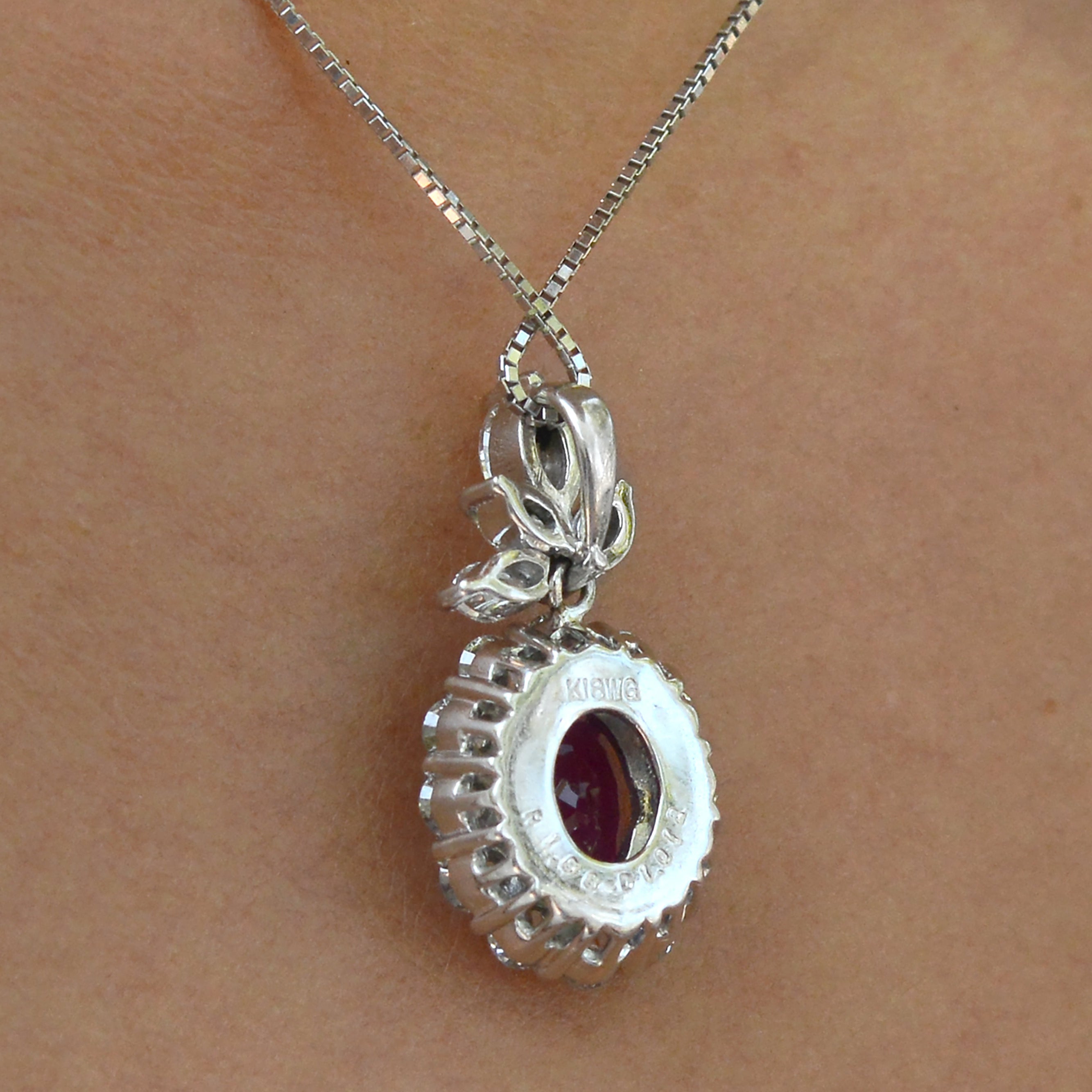 Vintage GIA Certified 1.58ct Burma Ruby Pendant Necklace