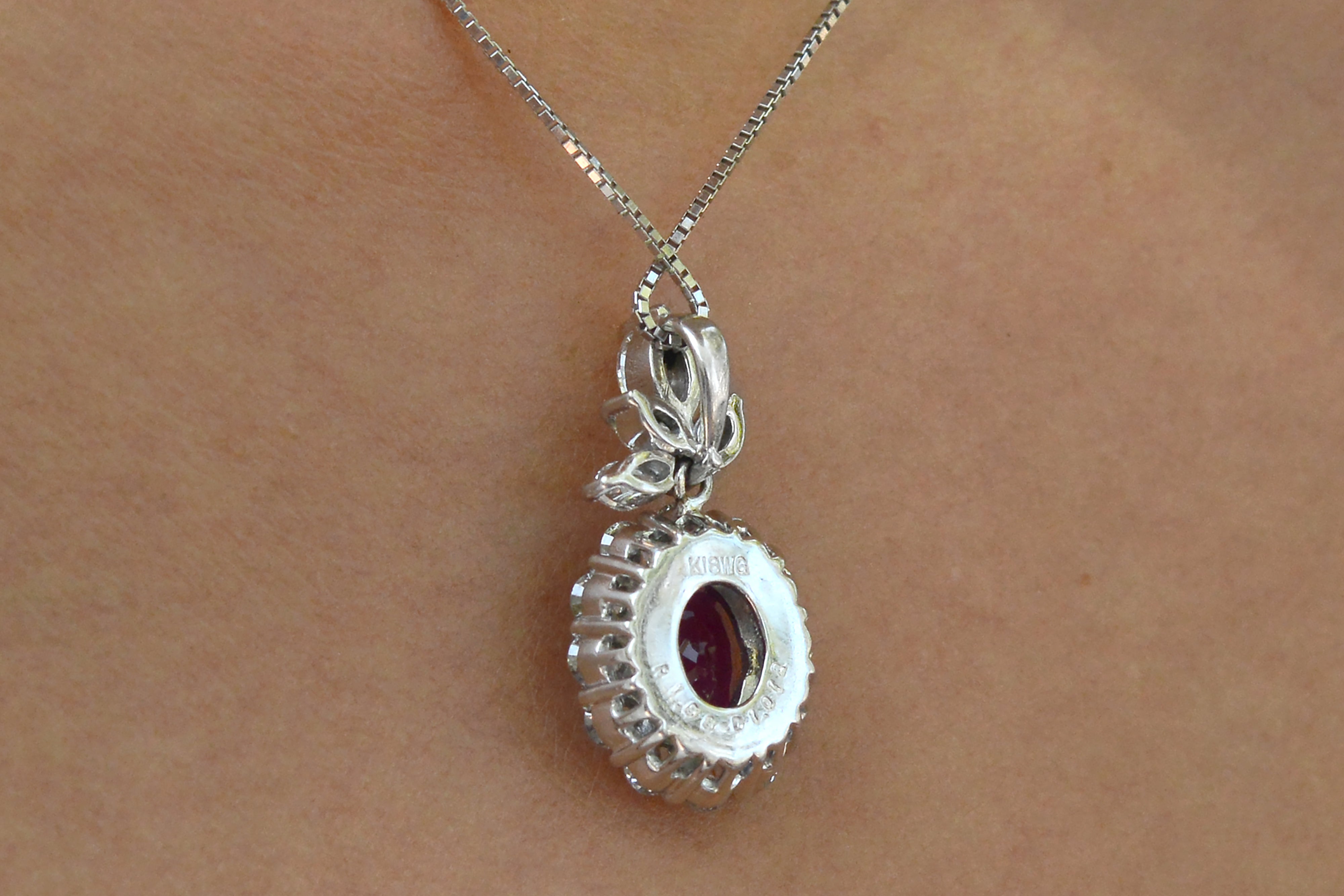 Vintage GIA Certified 1.58ct Burma Ruby Pendant Necklace