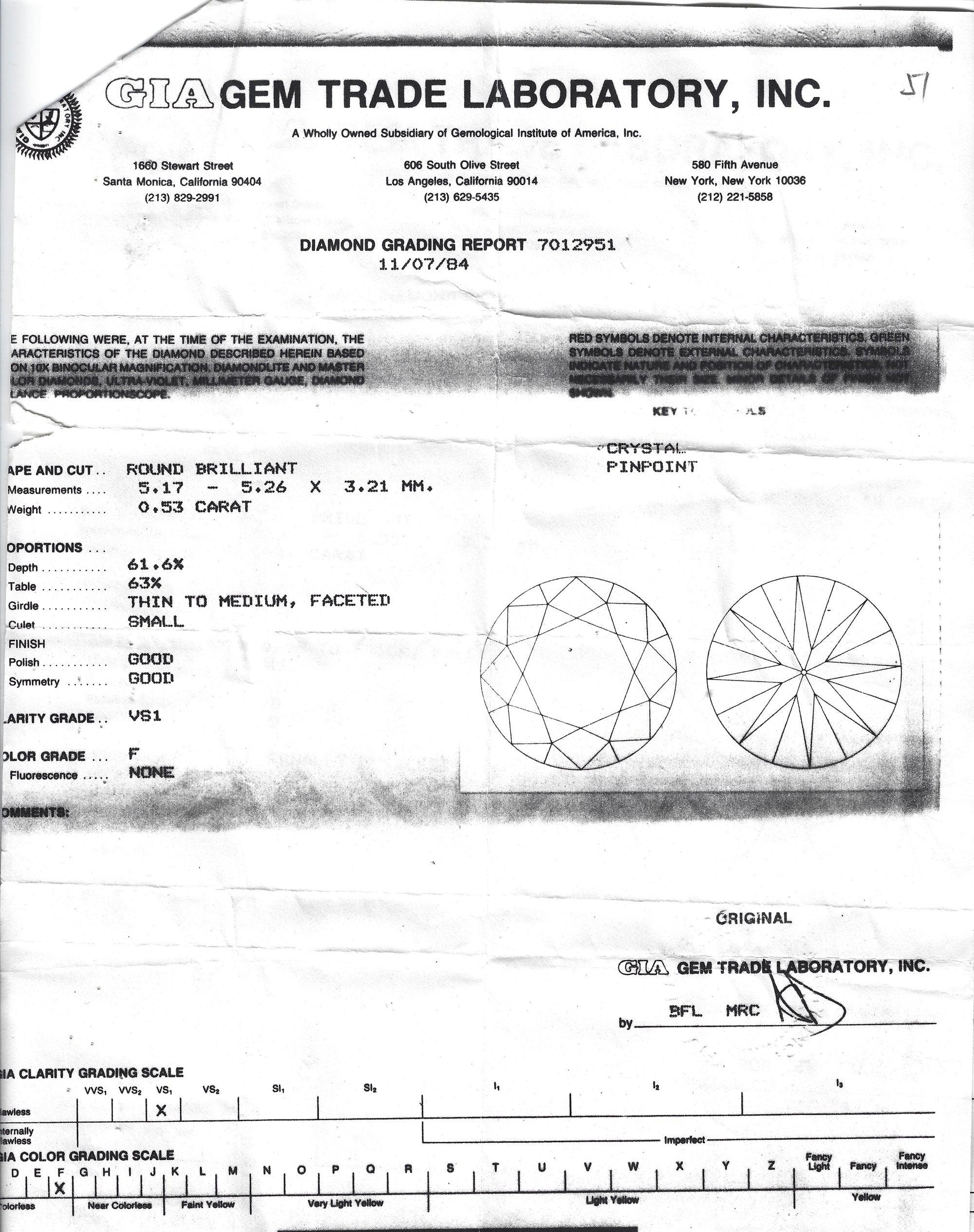 Vintage GIA Certified Near Flawless Diamond Trilogy Necklace