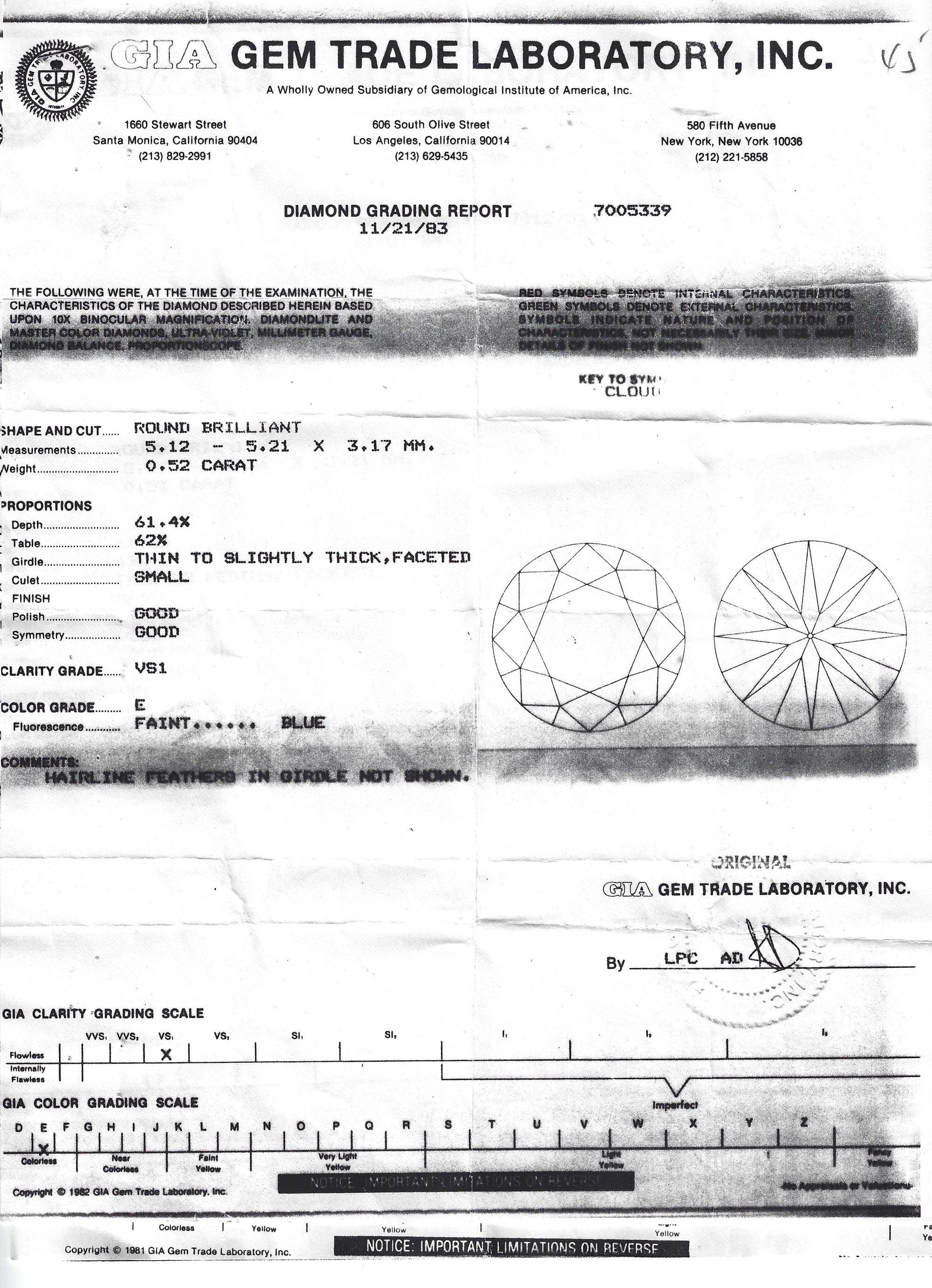 Vintage GIA Certified Near Flawless Diamond Trilogy Necklace