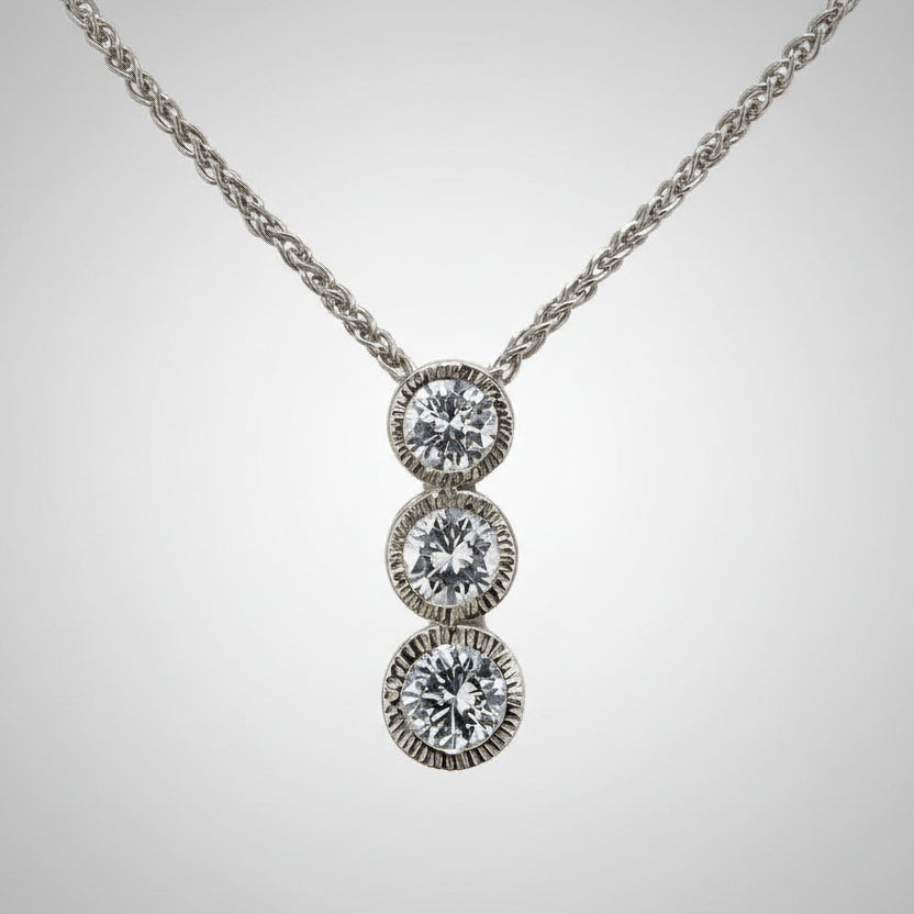 Vintage GIA Certified Near Flawless Diamond Trilogy Necklace