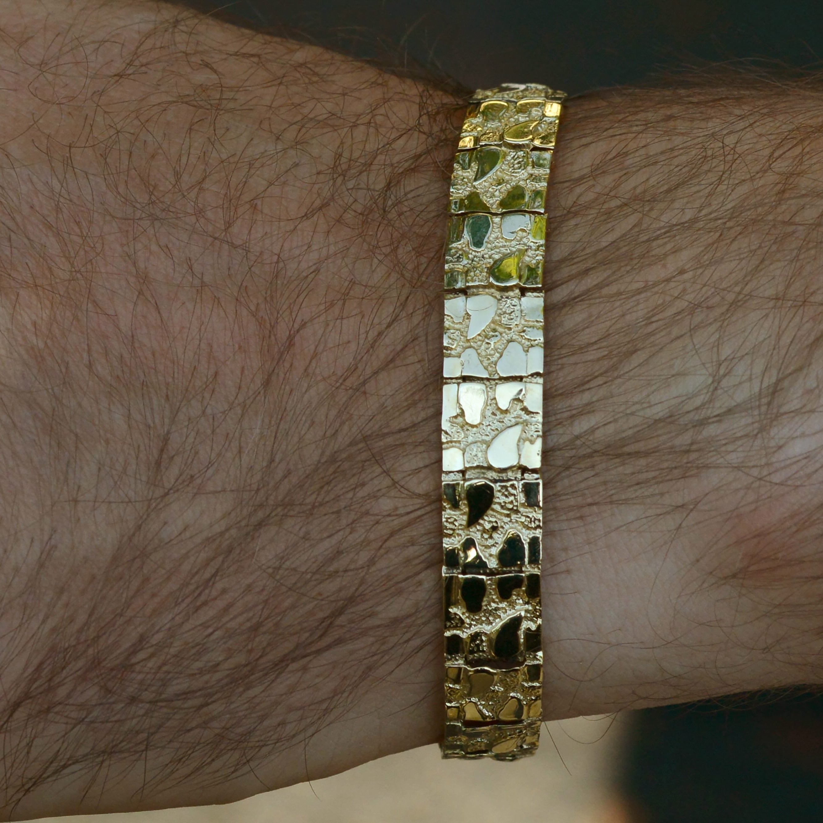 Vintage Heavy 14K Gold Nugget Bracelet