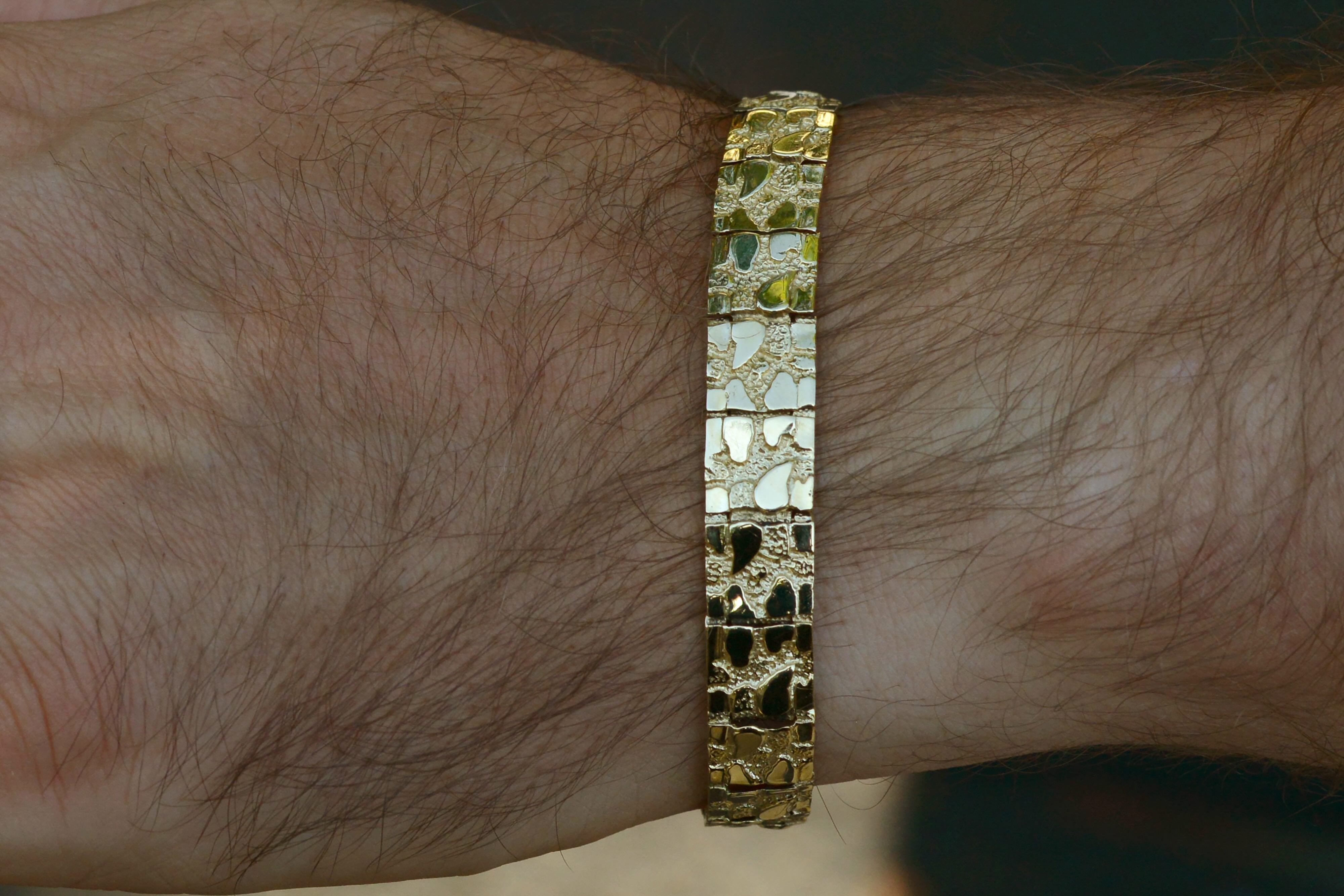 Vintage Heavy 14K Gold Nugget Bracelet