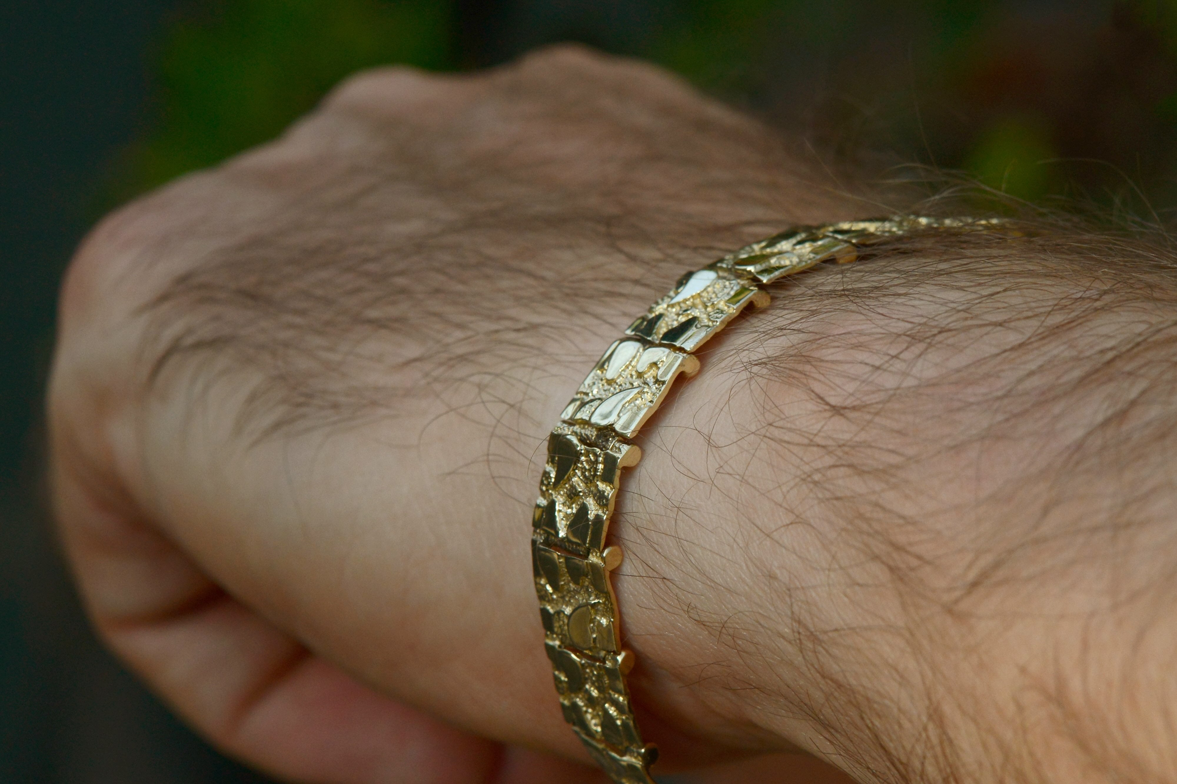 Vintage Heavy 14K Gold Nugget Bracelet