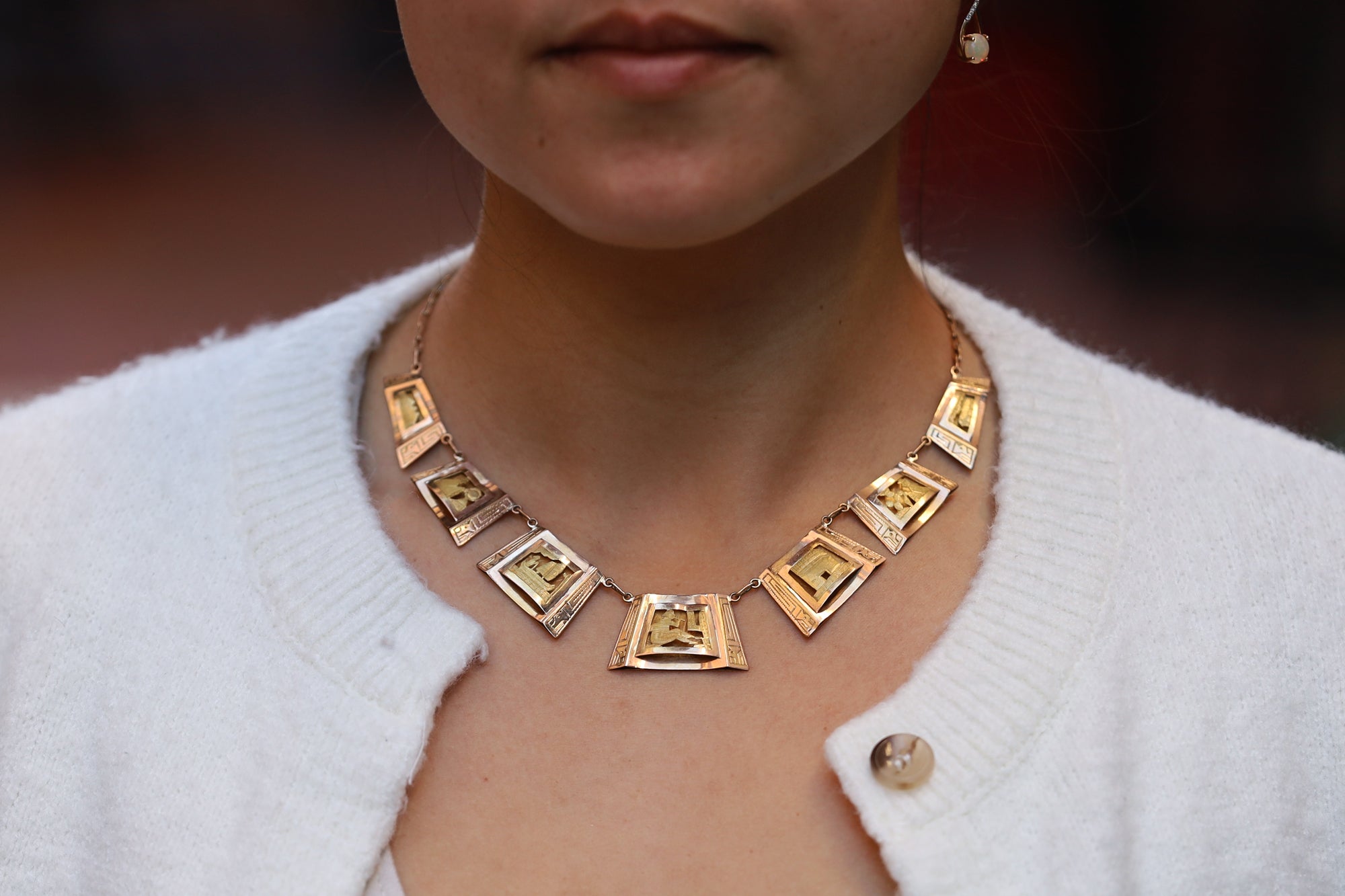 Vintage High Karat Gold Mayan Peruvian Story Necklace