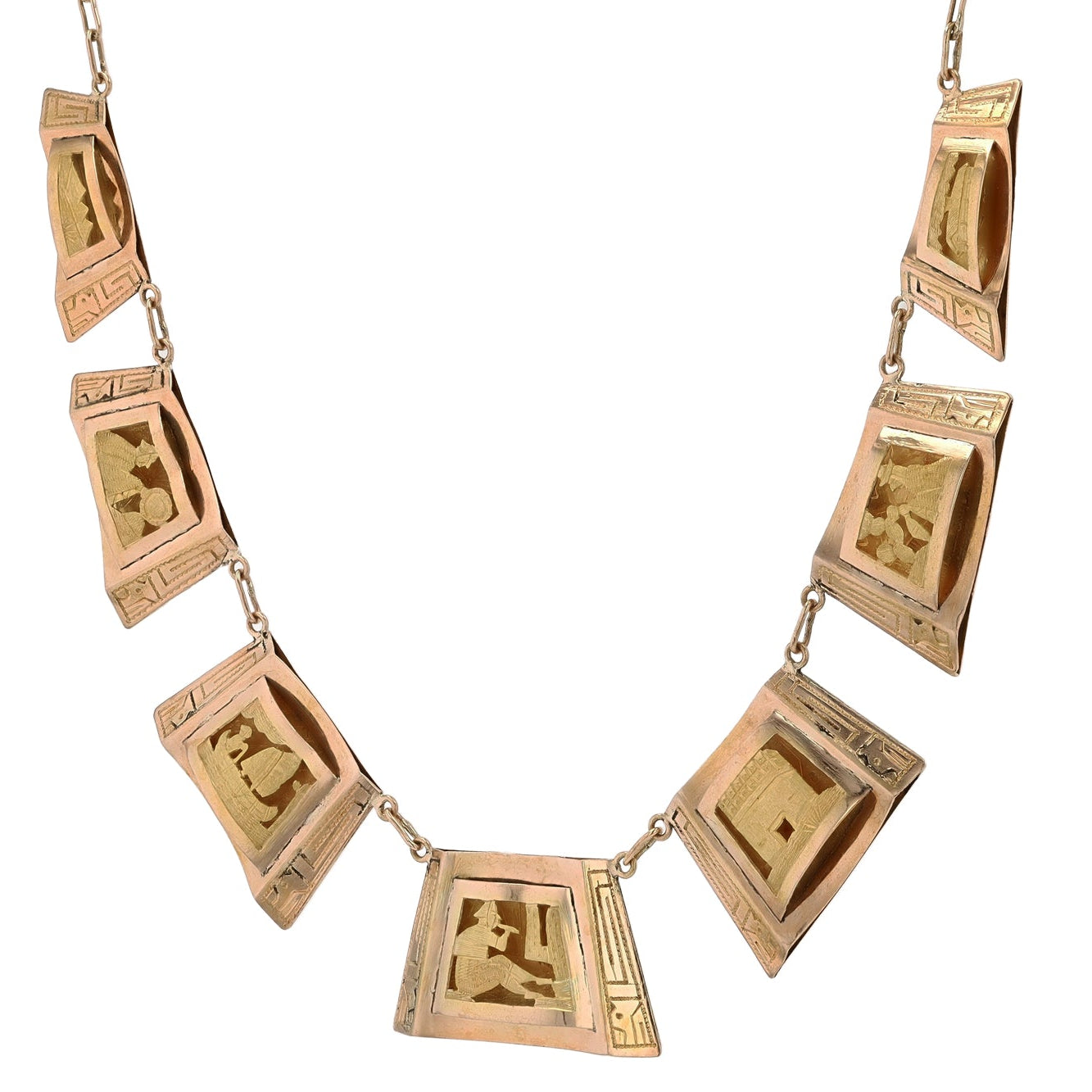 Vintage High Karat Gold Mayan Peruvian Story Necklace
