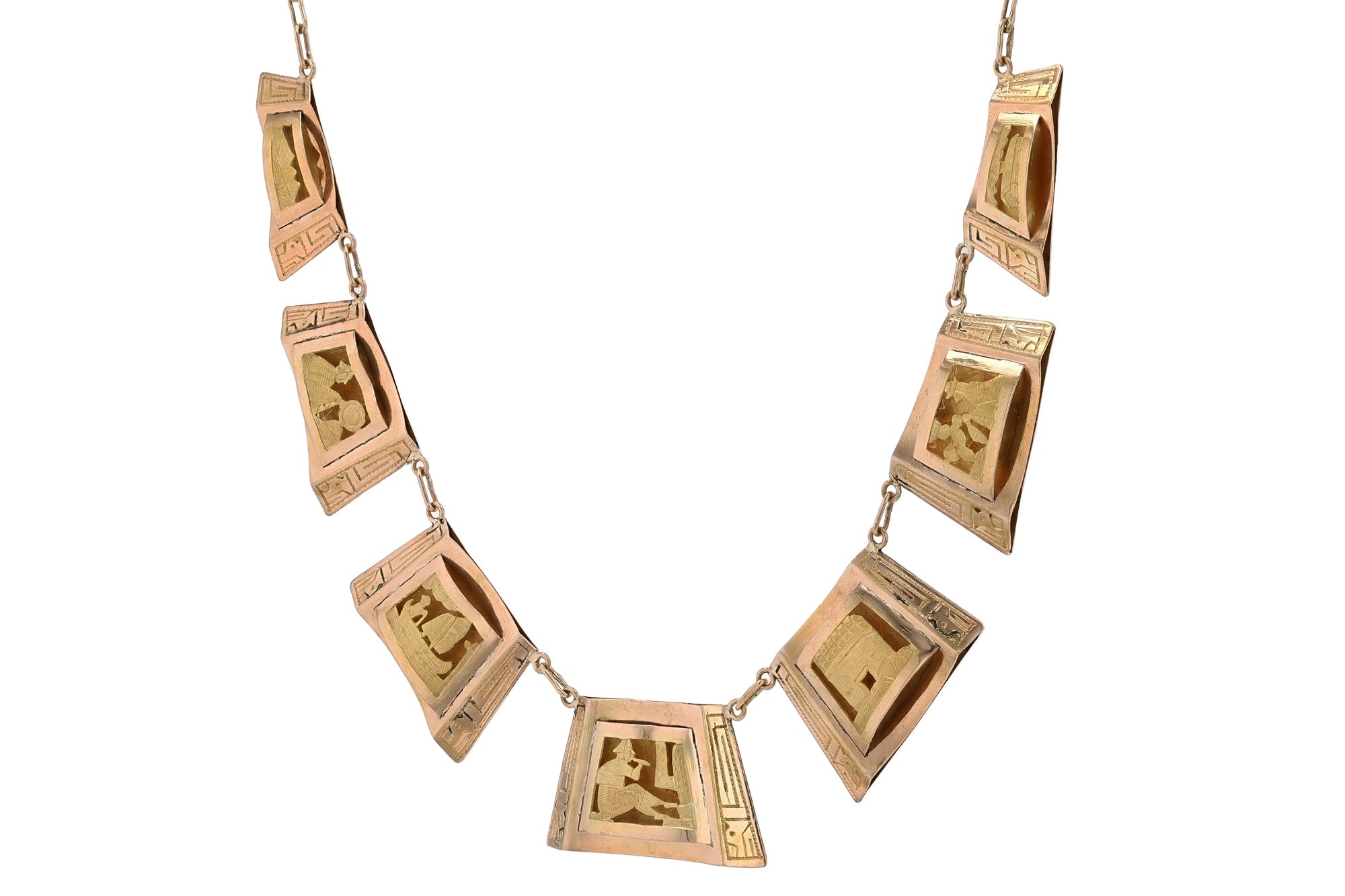 Vintage High Karat Gold Mayan Peruvian Story Necklace