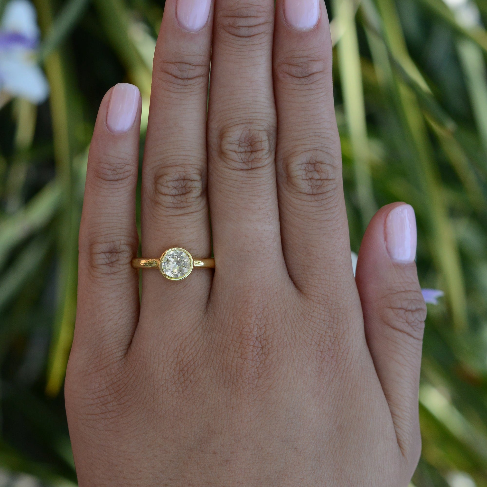 Vintage High Karat Gold White Sapphire Engagement Ring