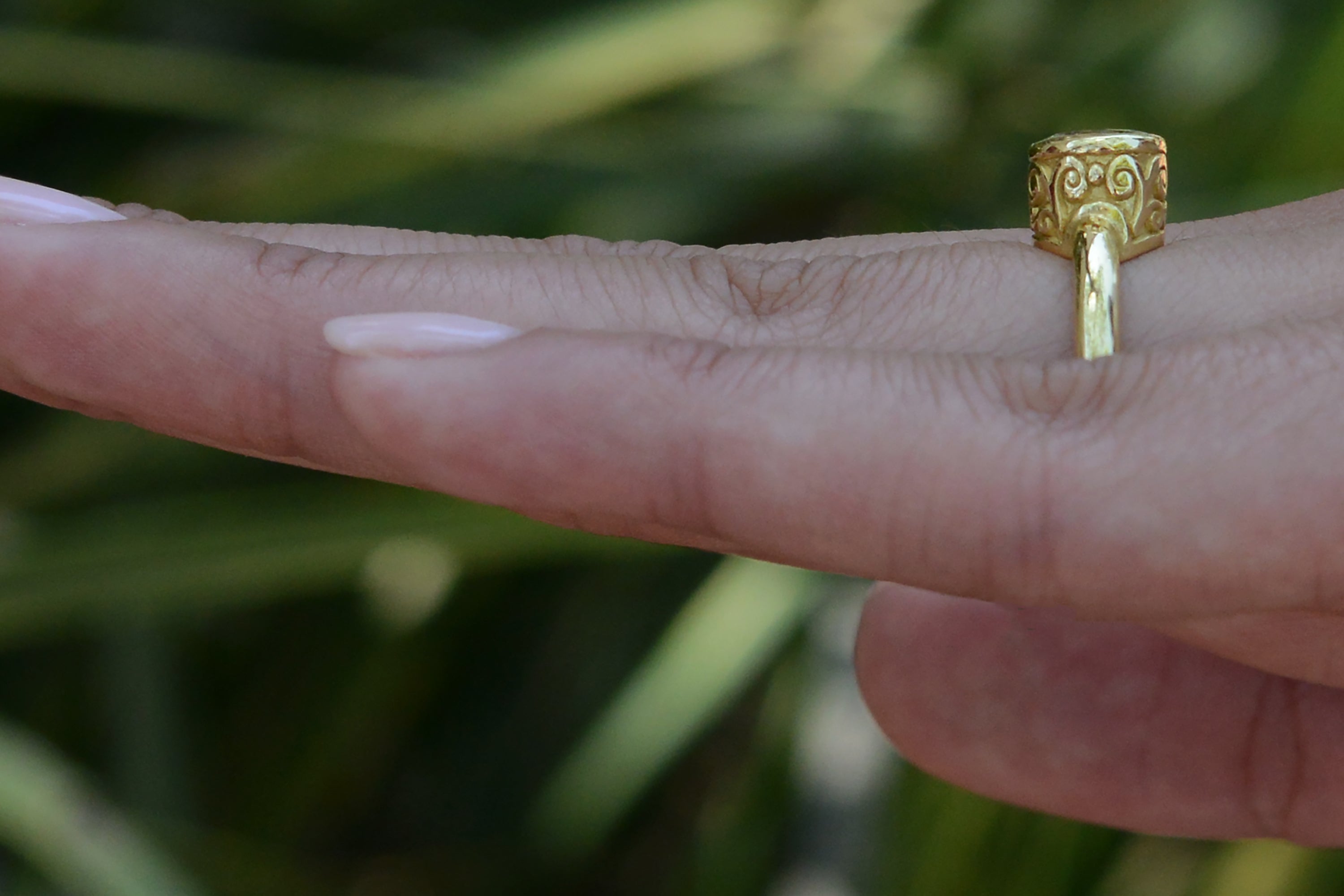 Vintage High Karat Gold White Sapphire Engagement Ring