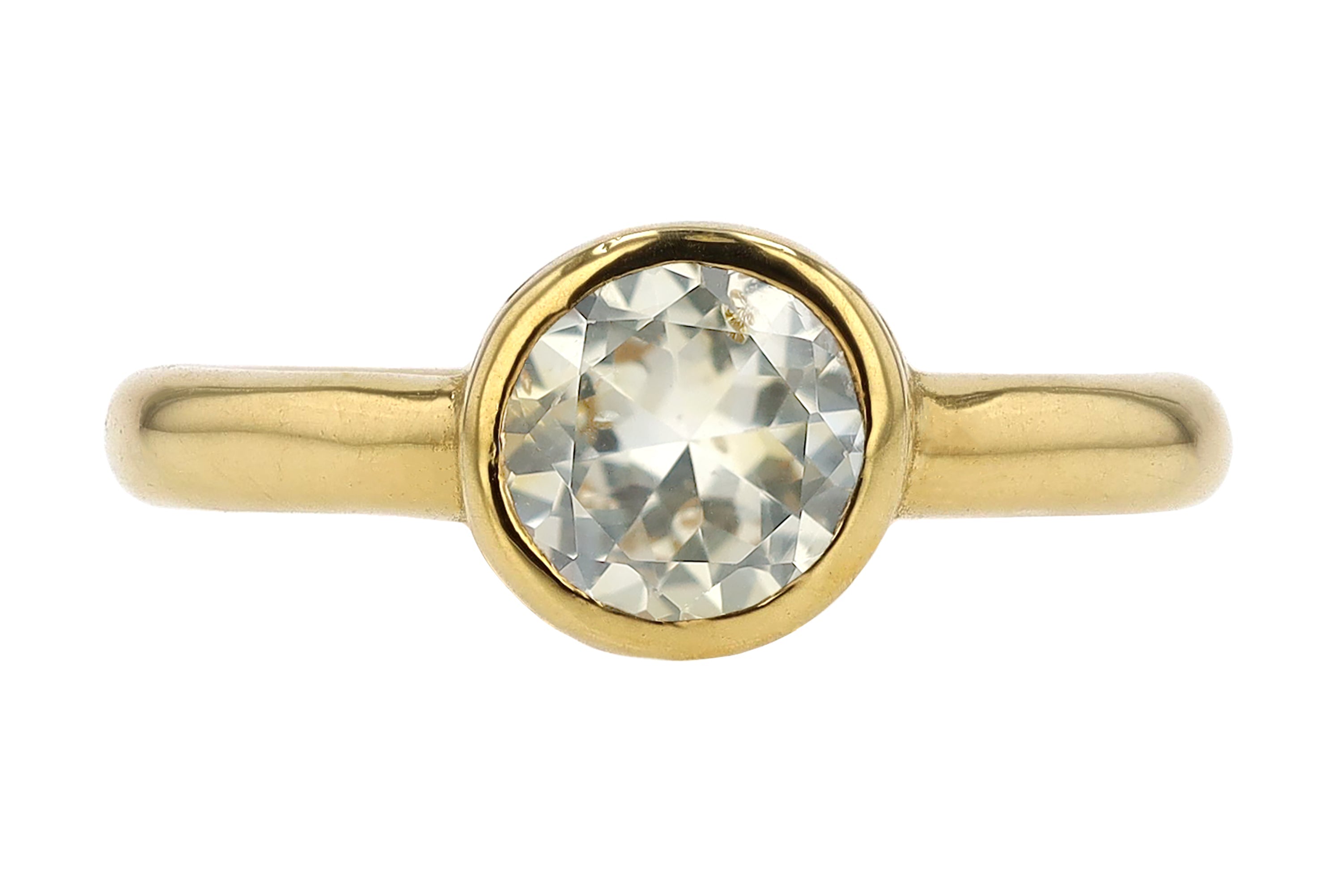 Vintage High Karat Gold White Sapphire Engagement Ring