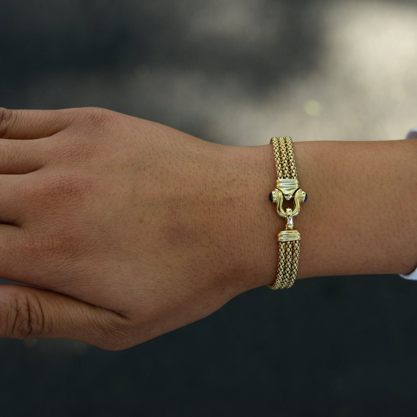 Vintage Italian 14k Yellow Gold & Sapphire Bracelet