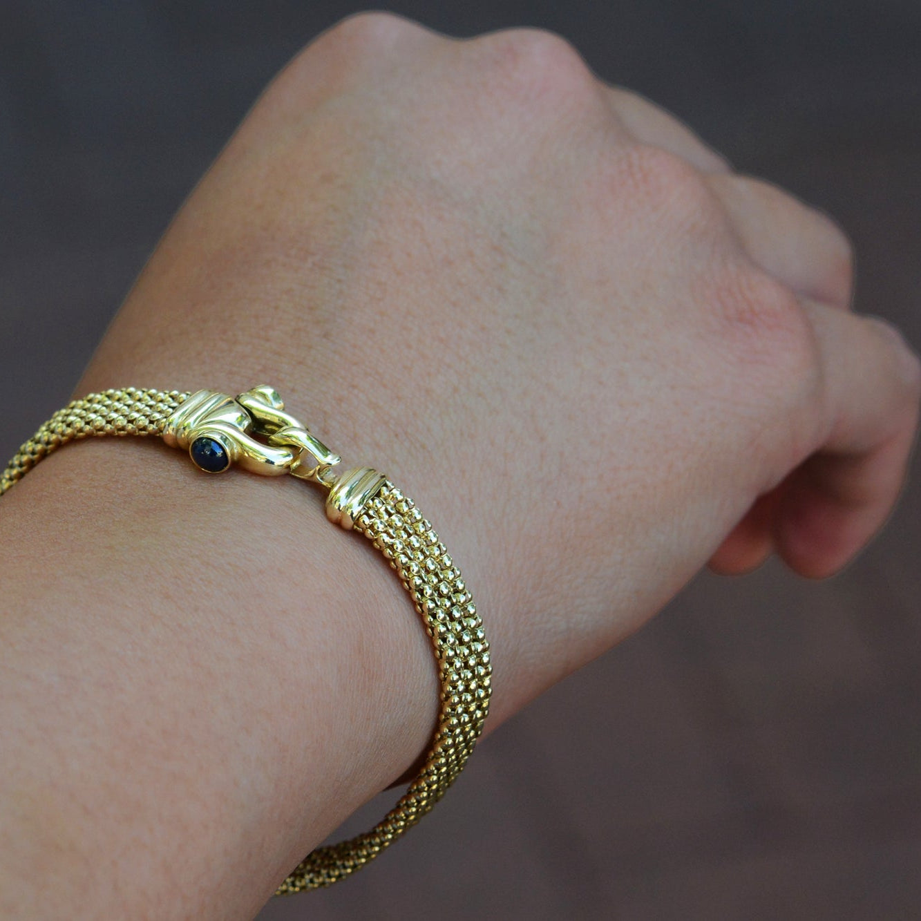 Vintage Italian 14k Yellow Gold & Sapphire Bracelet