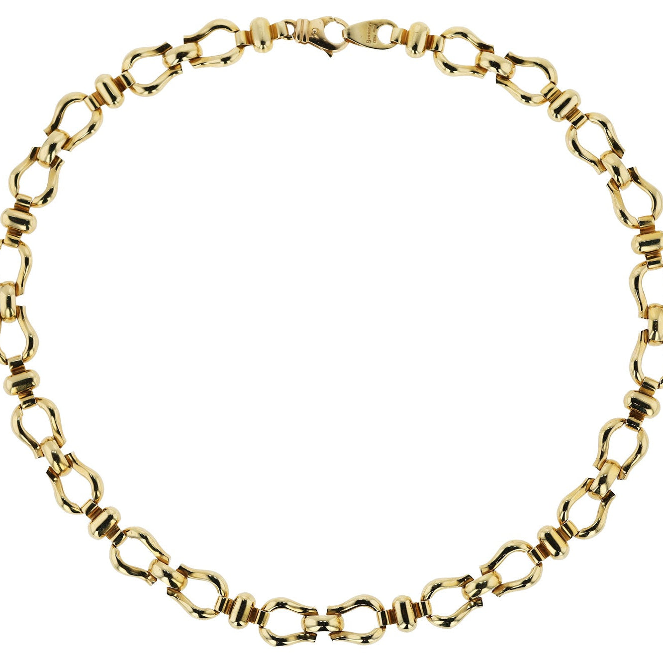Vintage Italian 18k Yellow Gold Horsebit Equestrian Collar Necklace