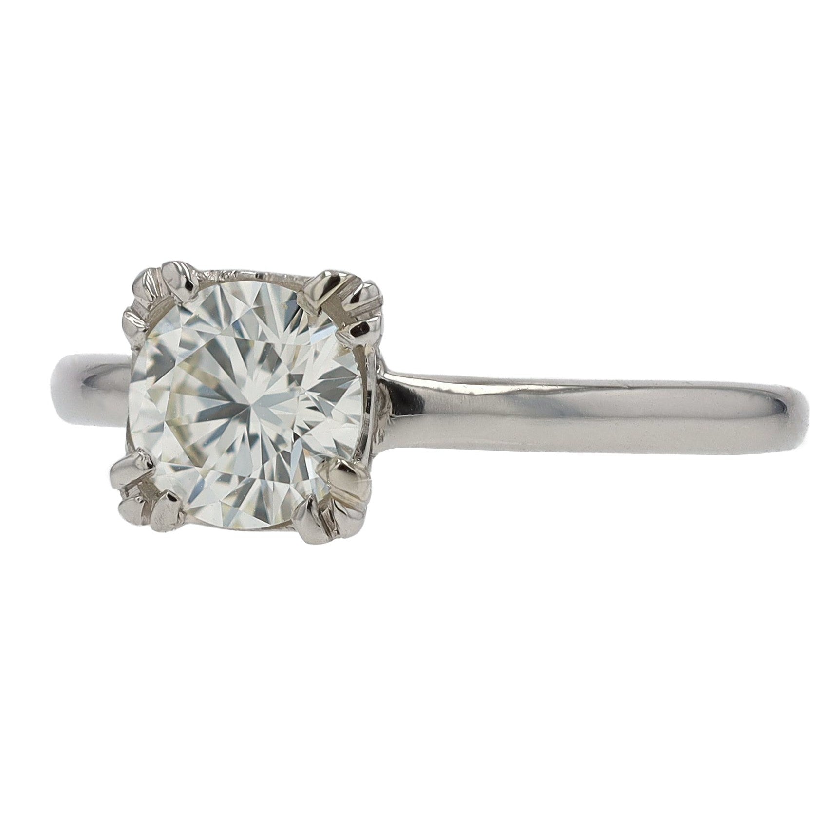 Vintage MCM Platinum 0.80 Carat Diamond Solitaire Engagement Ring