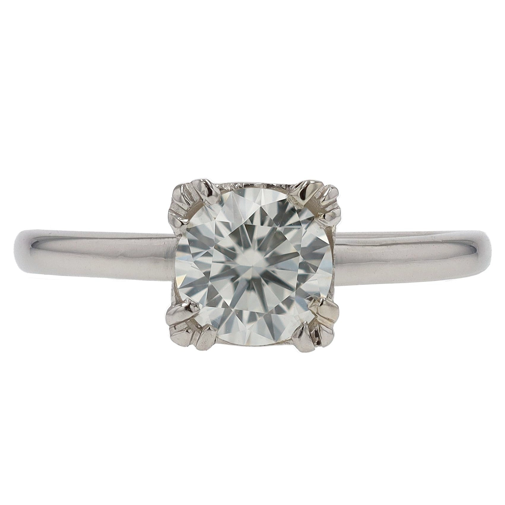 Vintage MCM Platinum 0.80 Carat Diamond Solitaire Engagement Ring