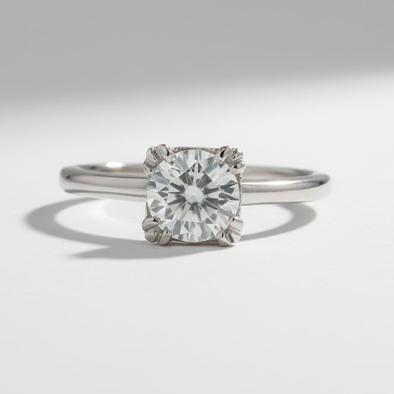 Vintage MCM Platinum 0.80 Carat Diamond Solitaire Engagement Ring