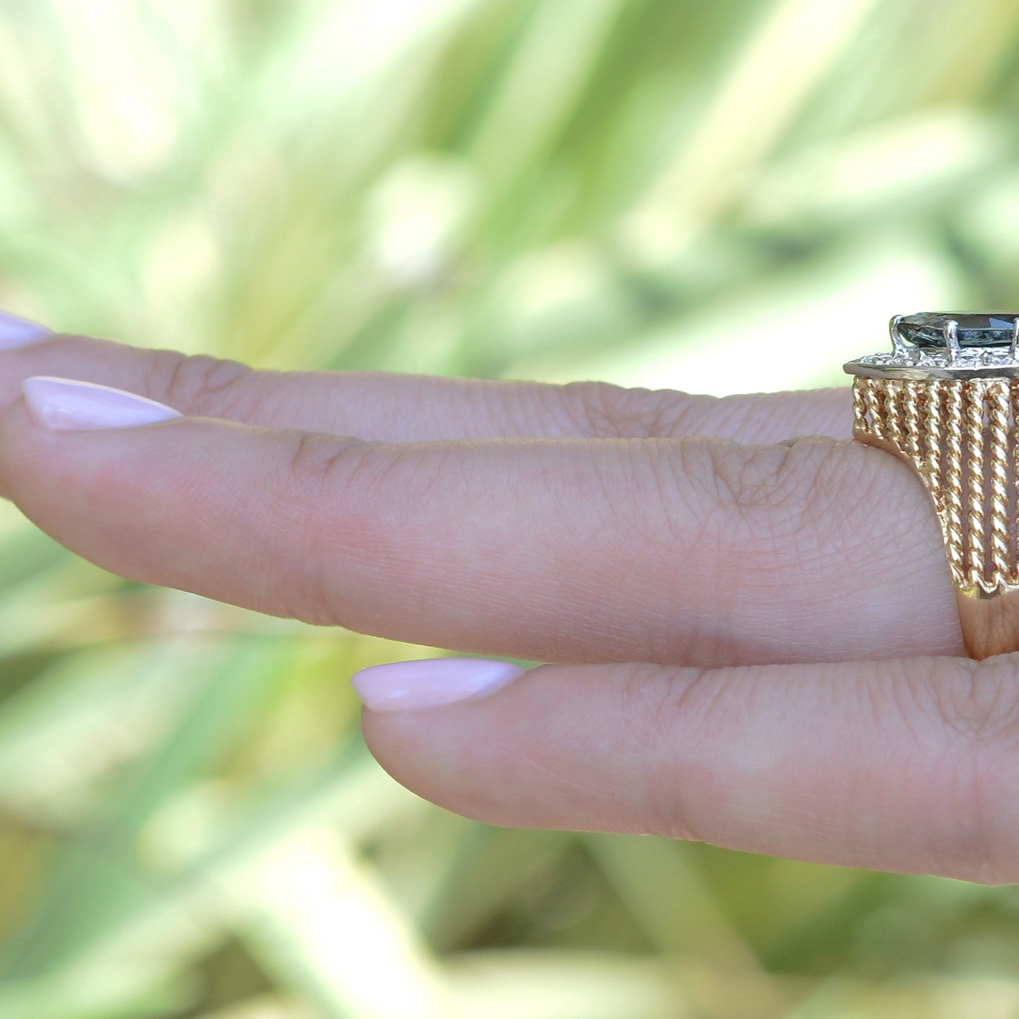 Vintage Mid Century Marquise Sapphire Engagement Ring