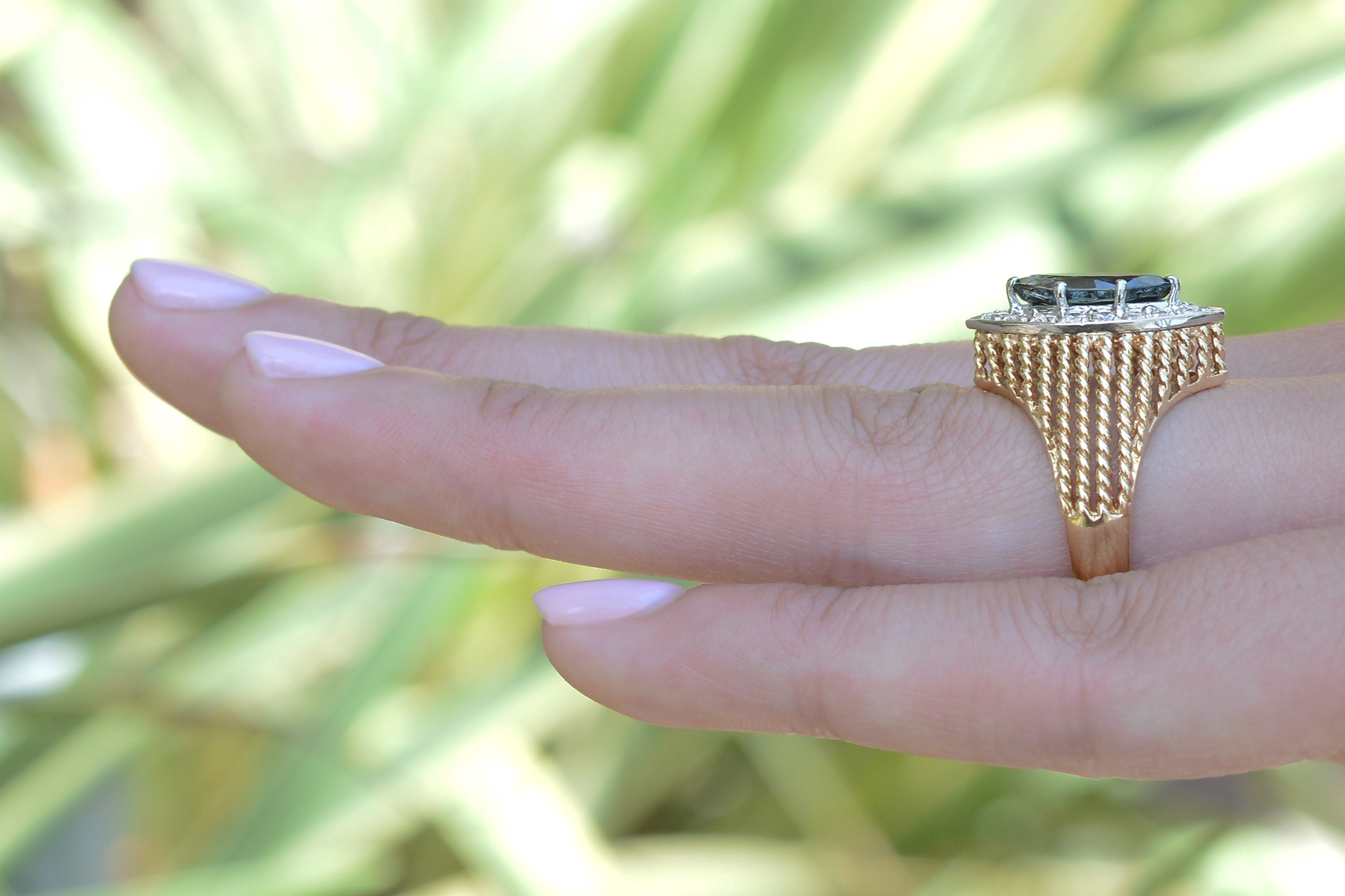 Vintage Mid Century Marquise Sapphire Engagement Ring