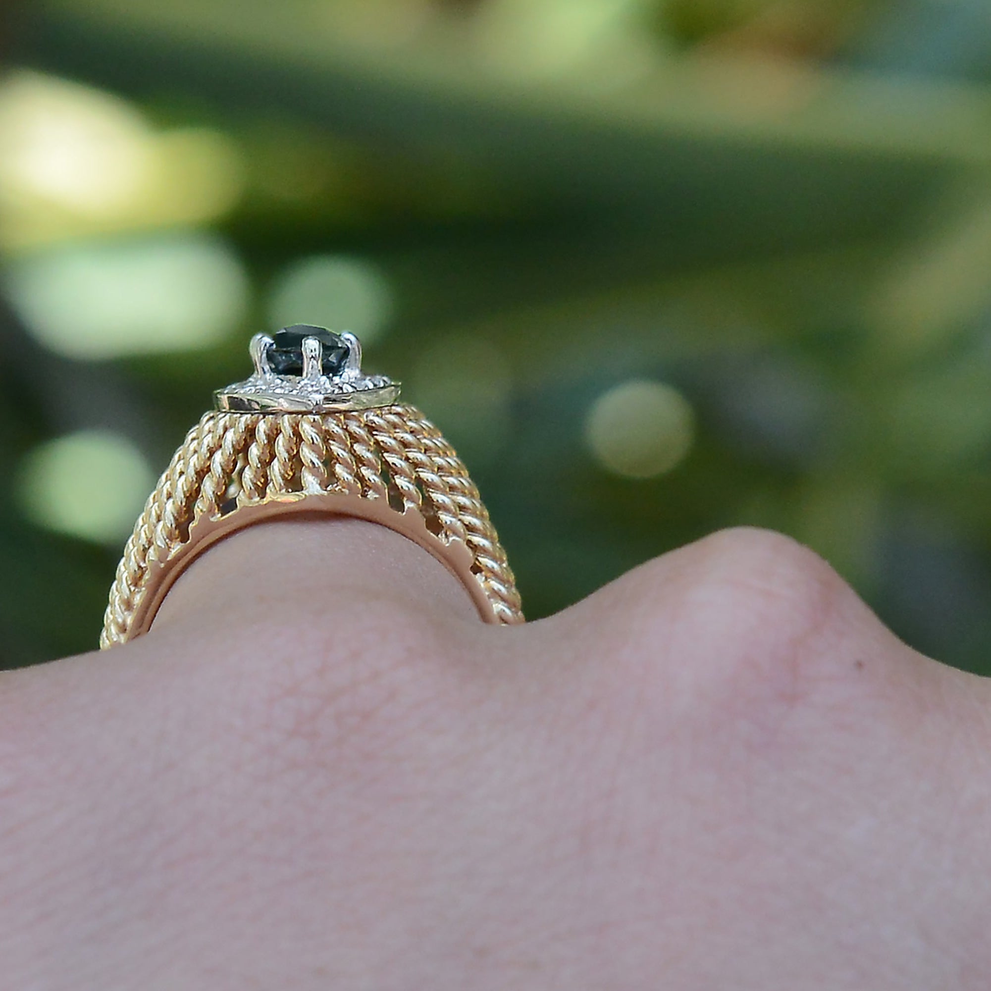 Vintage Mid Century Marquise Sapphire Engagement Ring