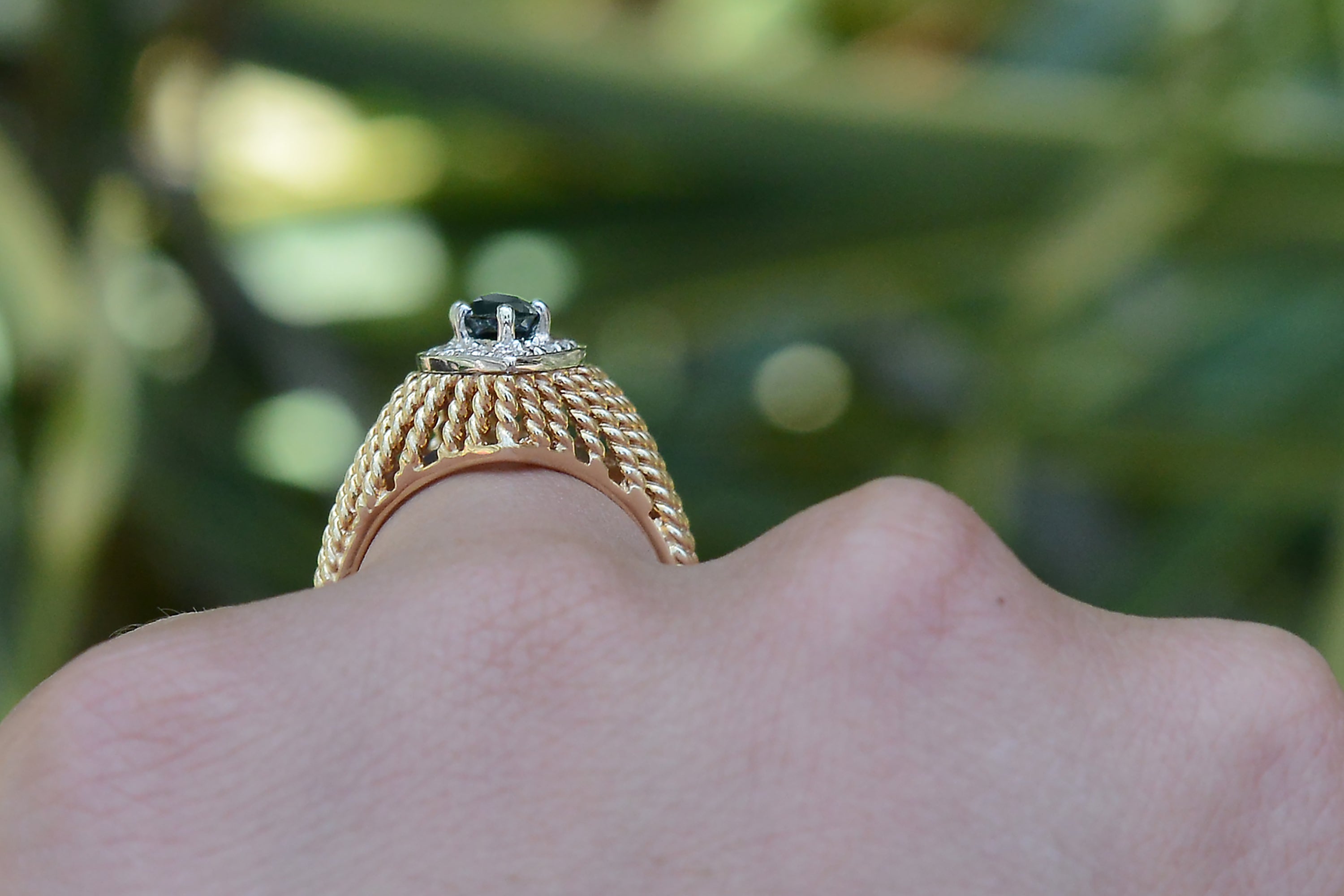 Vintage Mid Century Marquise Sapphire Engagement Ring