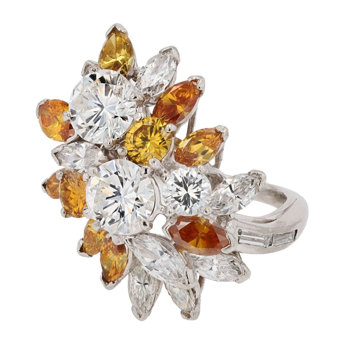 Vintage Mid Century Oscar Heyman 5 Carats Yellow Diamond Cocktail Ring