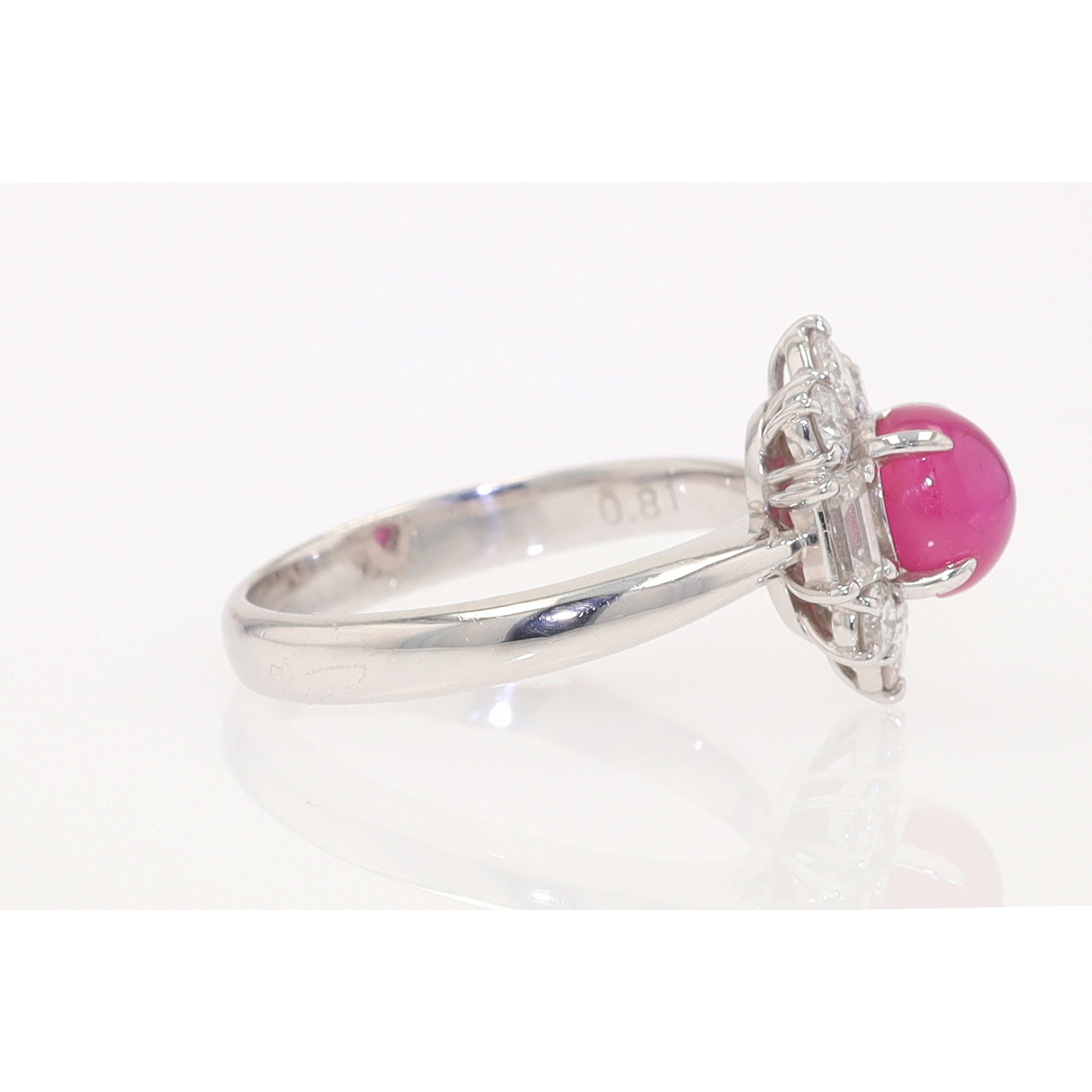 Vintage Mid Century Platinum Star Ruby Engagement Ring