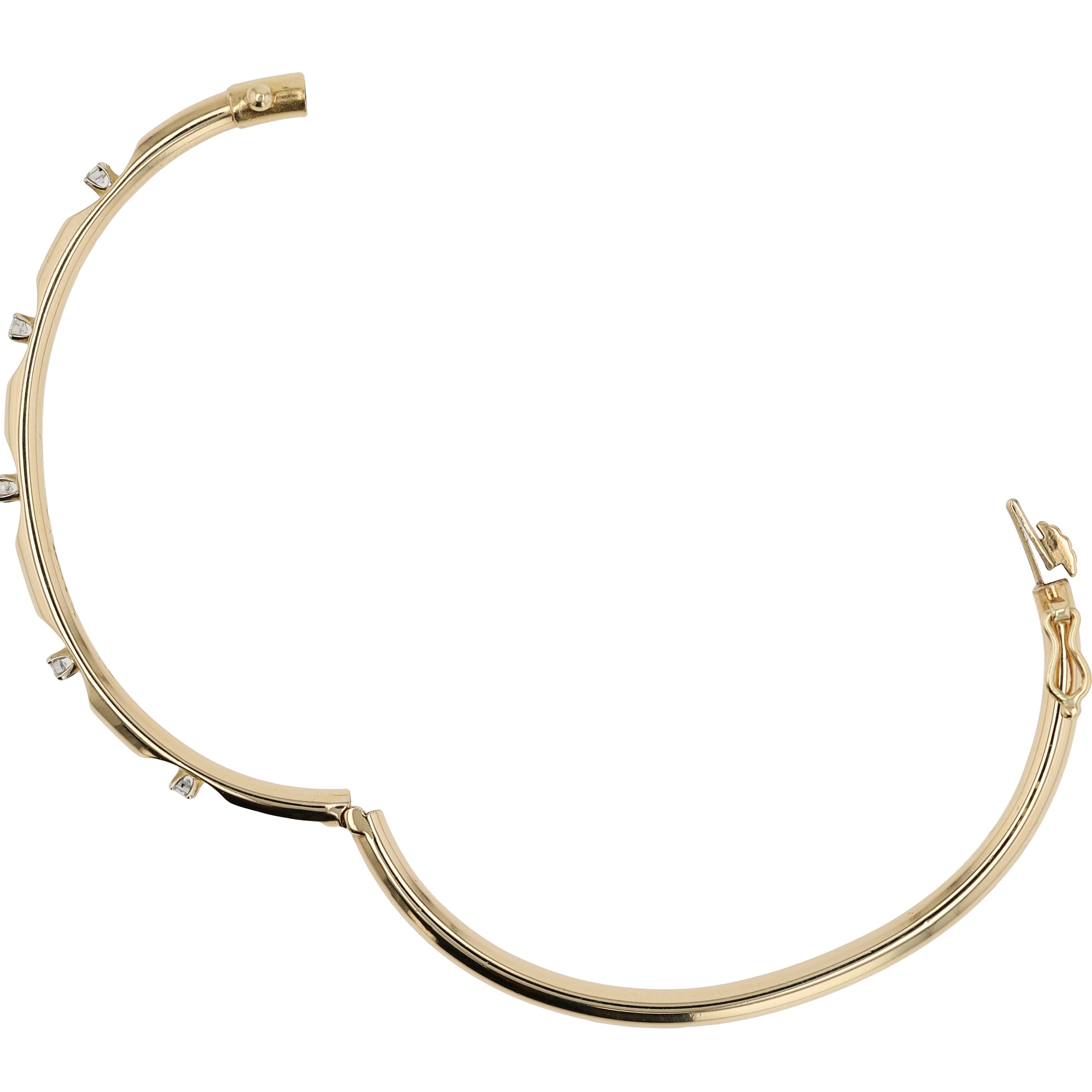 Vintage Minimalist Diamond and 14k Gold Bangle Bracelet