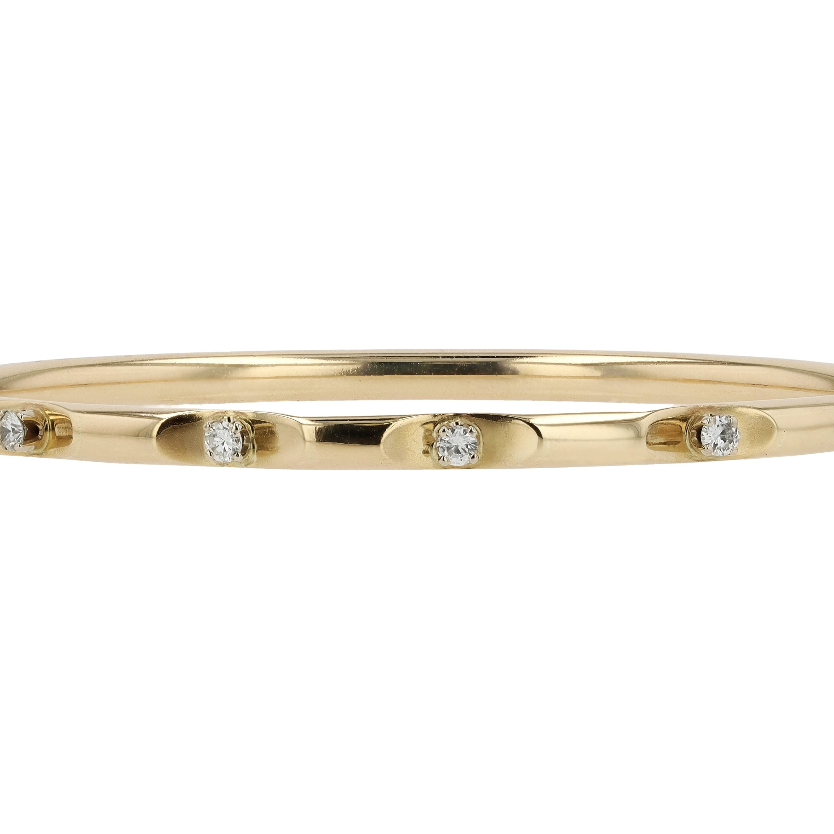 Vintage Minimalist Diamond and 14k Gold Bangle Bracelet
