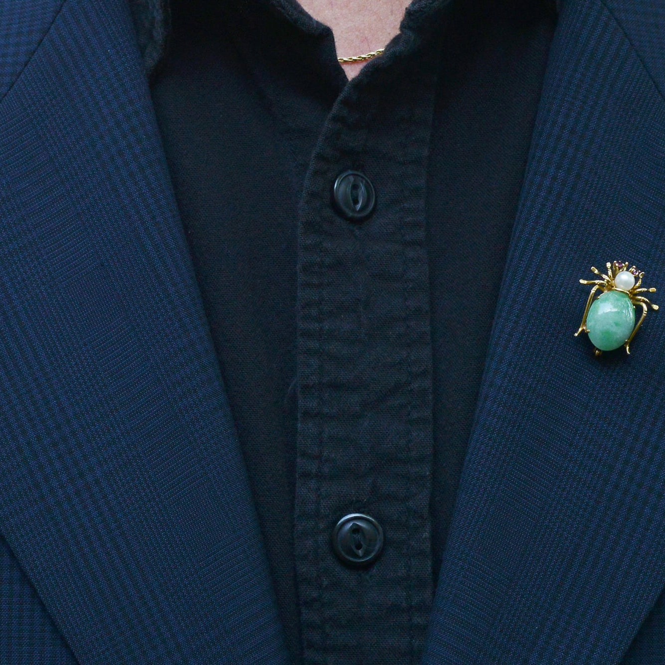 Vintage Natural Jade Spider 14k Gold Pin-Pendant Brooch