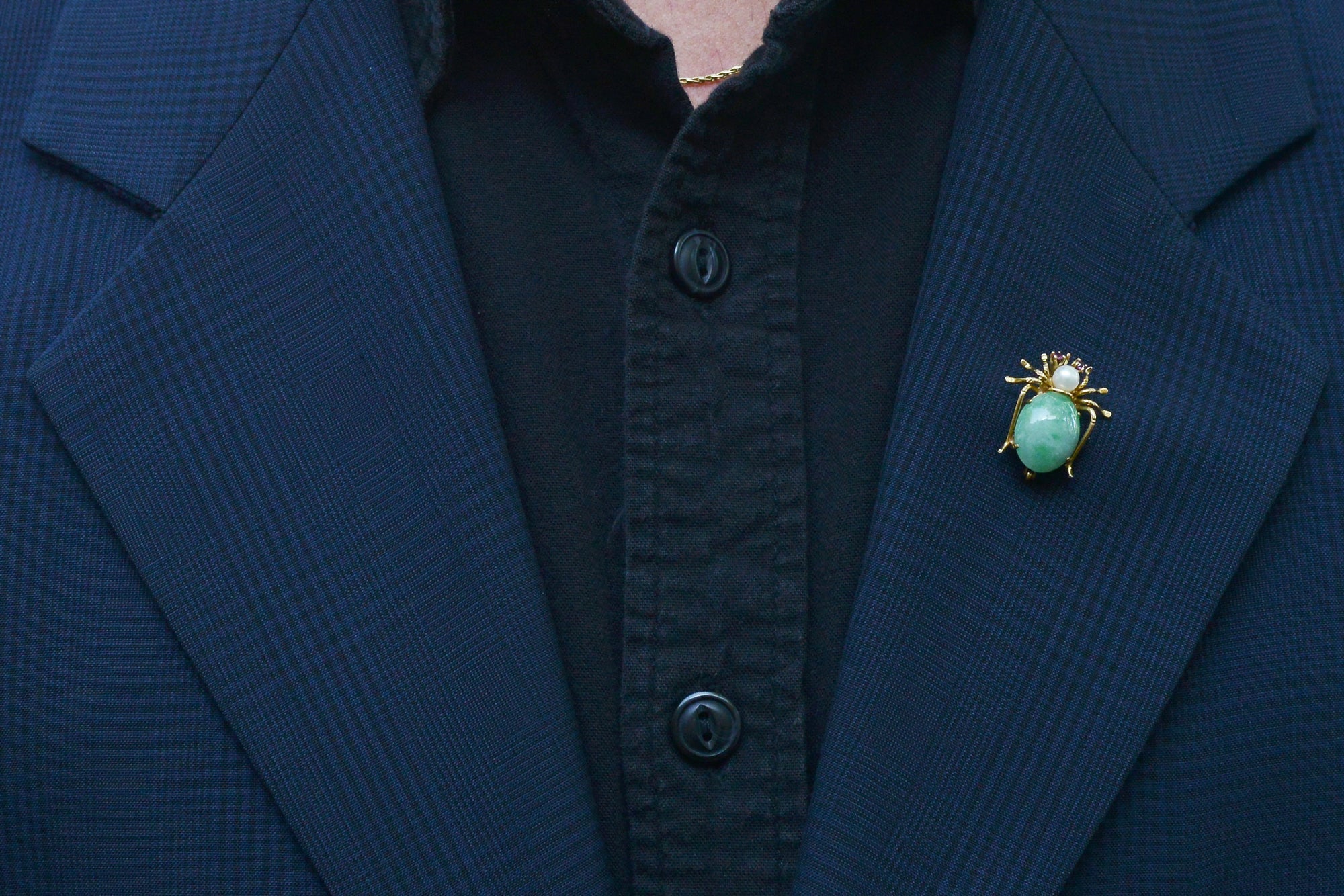 Vintage Natural Jade Spider 14k Gold Pin-Pendant Brooch