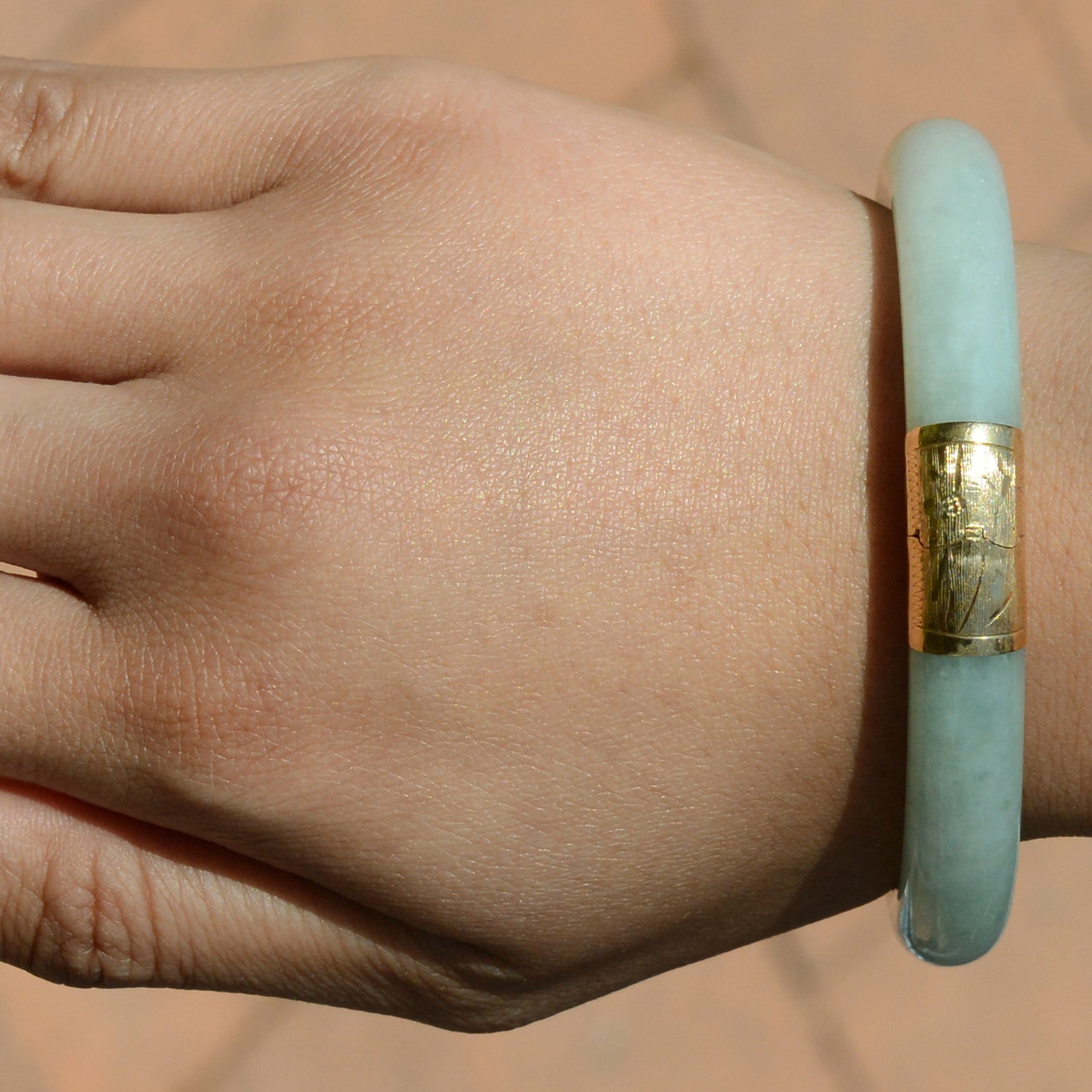 Vintage Natural Jadeite Jade Hinged Bangle Bracelet