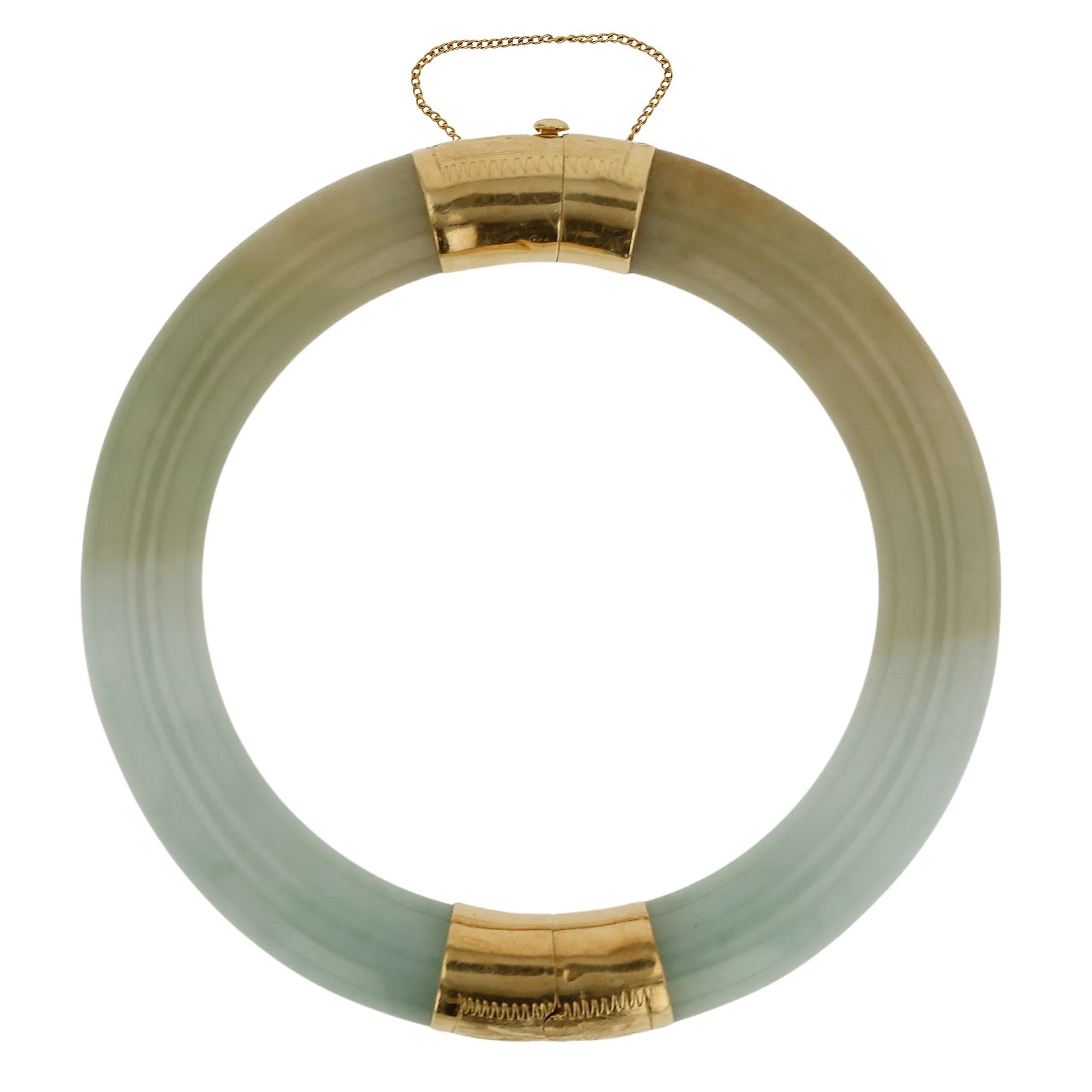 Vintage Natural Jadeite Jade Hinged Bangle Bracelet