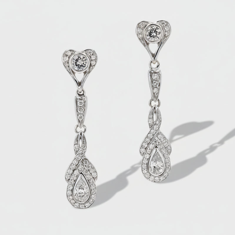2.66ctw Pear Cut Diamond Dangle Earrings