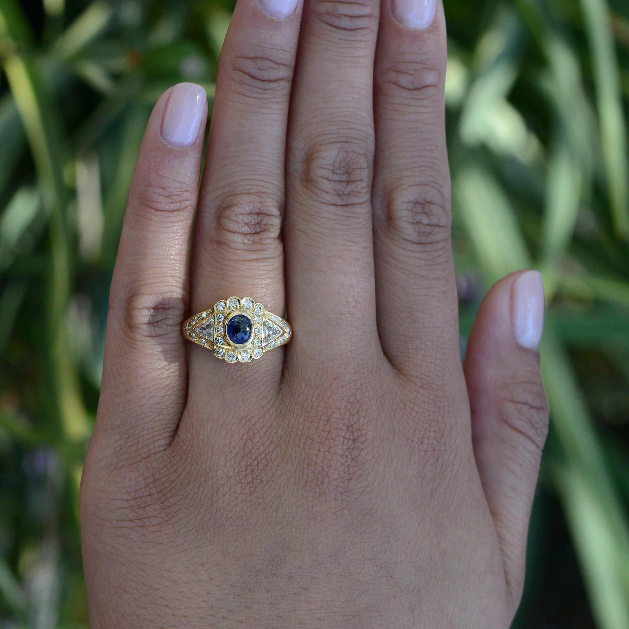 Vintage Portuguese Sapphire Diamond Engagement Ring