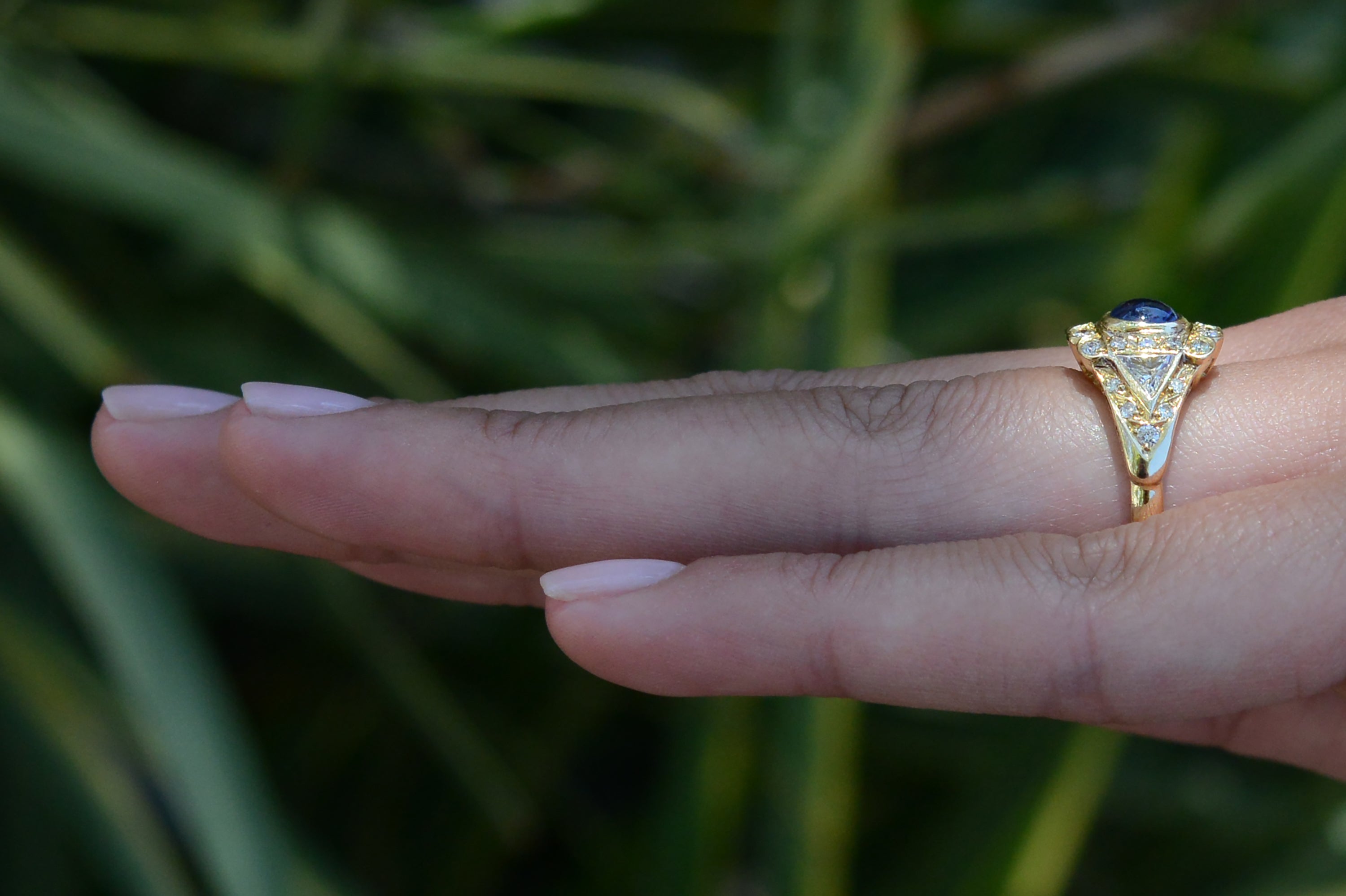 Vintage Portuguese Sapphire Diamond Engagement Ring