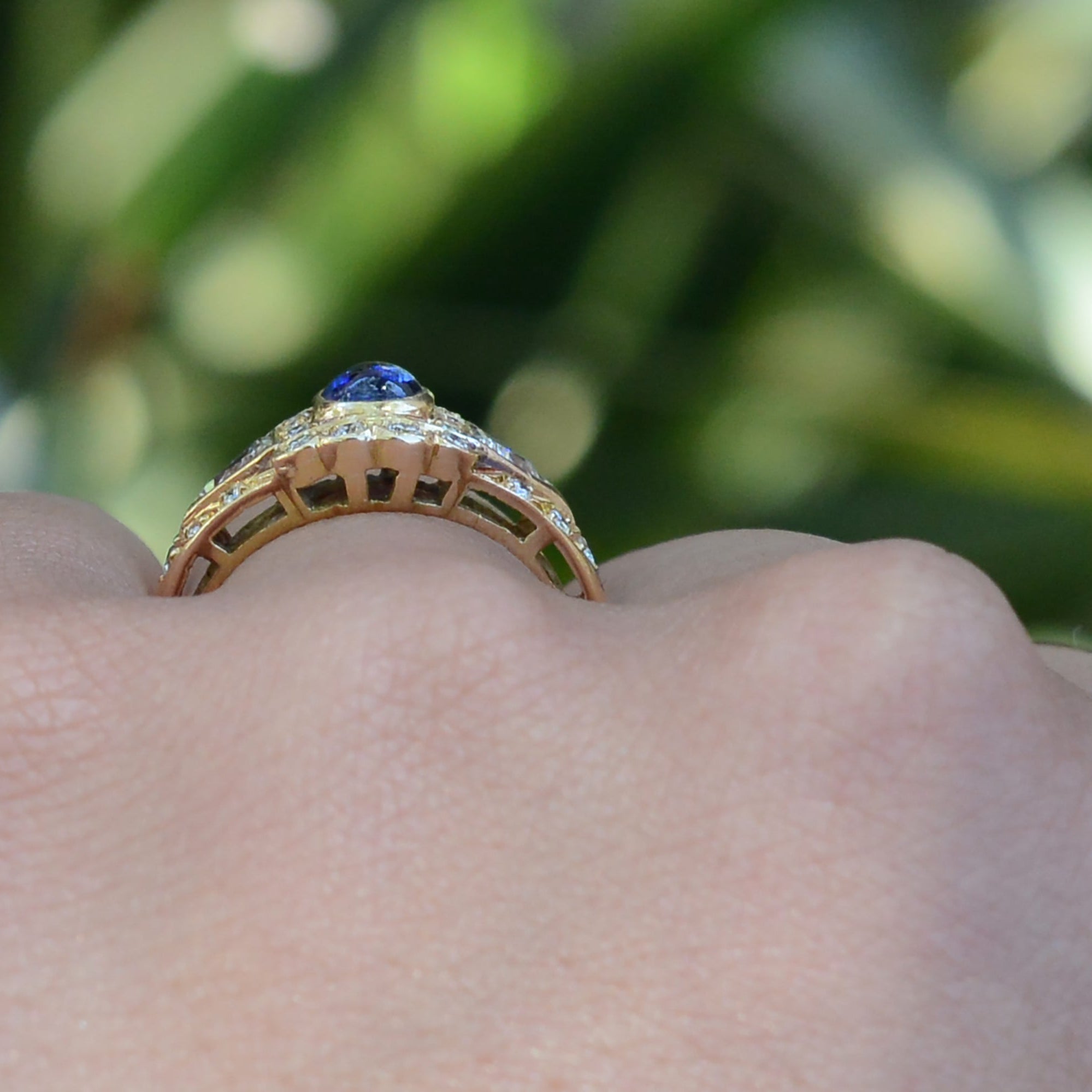 Vintage Portuguese Sapphire Diamond Engagement Ring