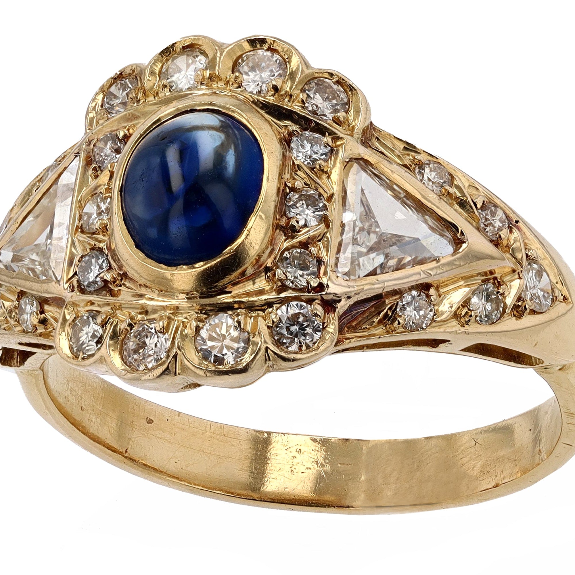 Vintage Portuguese Sapphire Diamond Engagement Ring